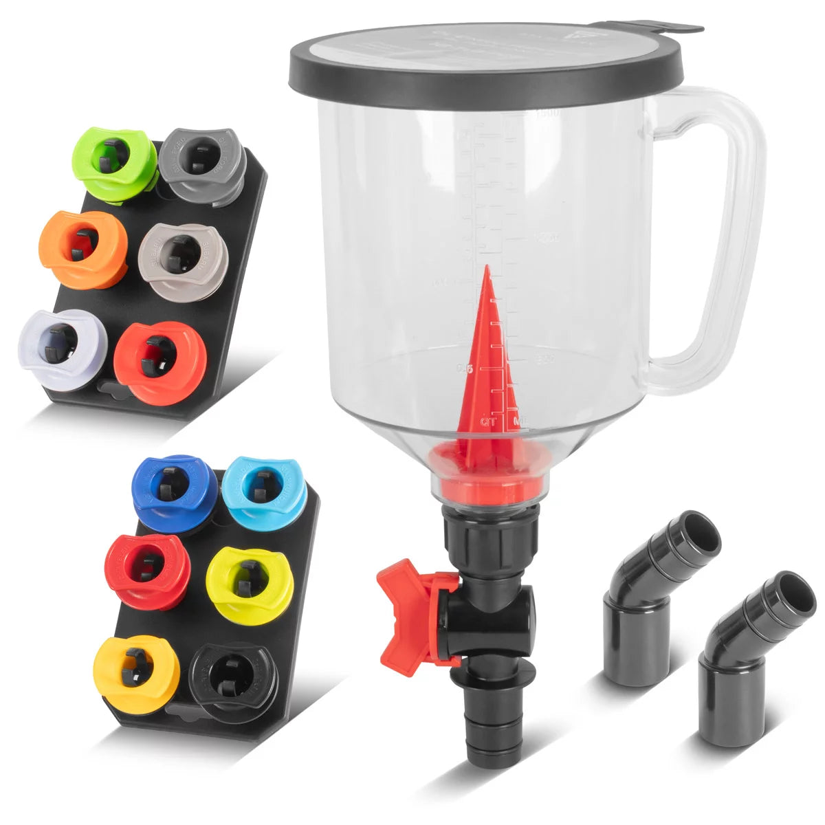 STAHLWERK Universelles Motoröl-Einfülltrichter-Set | 18-teiliges Kfz-Öltrichter-Set mit 12 Kfz-Adaptern | Trichtervolumen 1500 ml | Auslaufsicher und praktisch für Ölwechsel