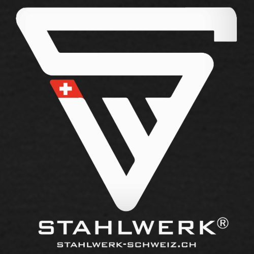 Camiseta STAHLWERK-SCHWEIZ de manga corta con logo estampado - 100% algodón, negro, varias tallas