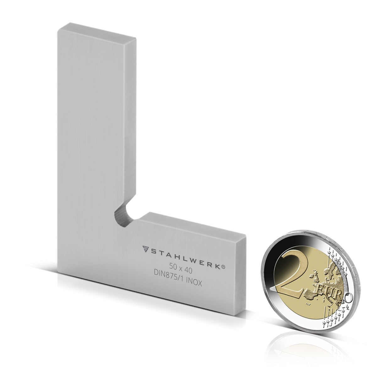 STAHLWERK ángulo plano 90° 50 x 40 mm DIN 875/1 ángulo de control / escuadra de cerrajería / escuadra de tope / escuadra de precisión de acero inoxidable
