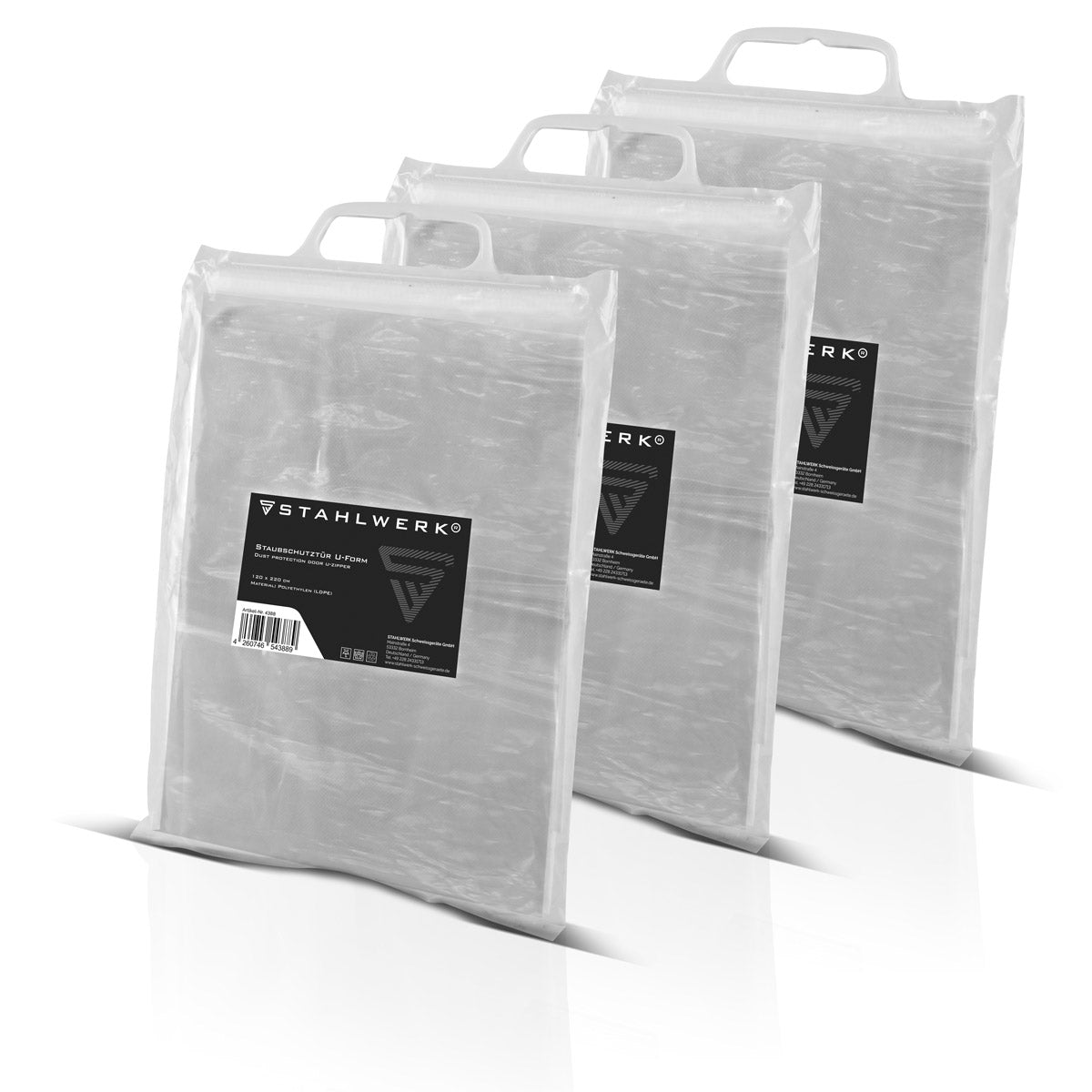 STAHLWERK dust protection door set of 3 U-shaped dust door / dirt trap / dust curtain with integrated zipper