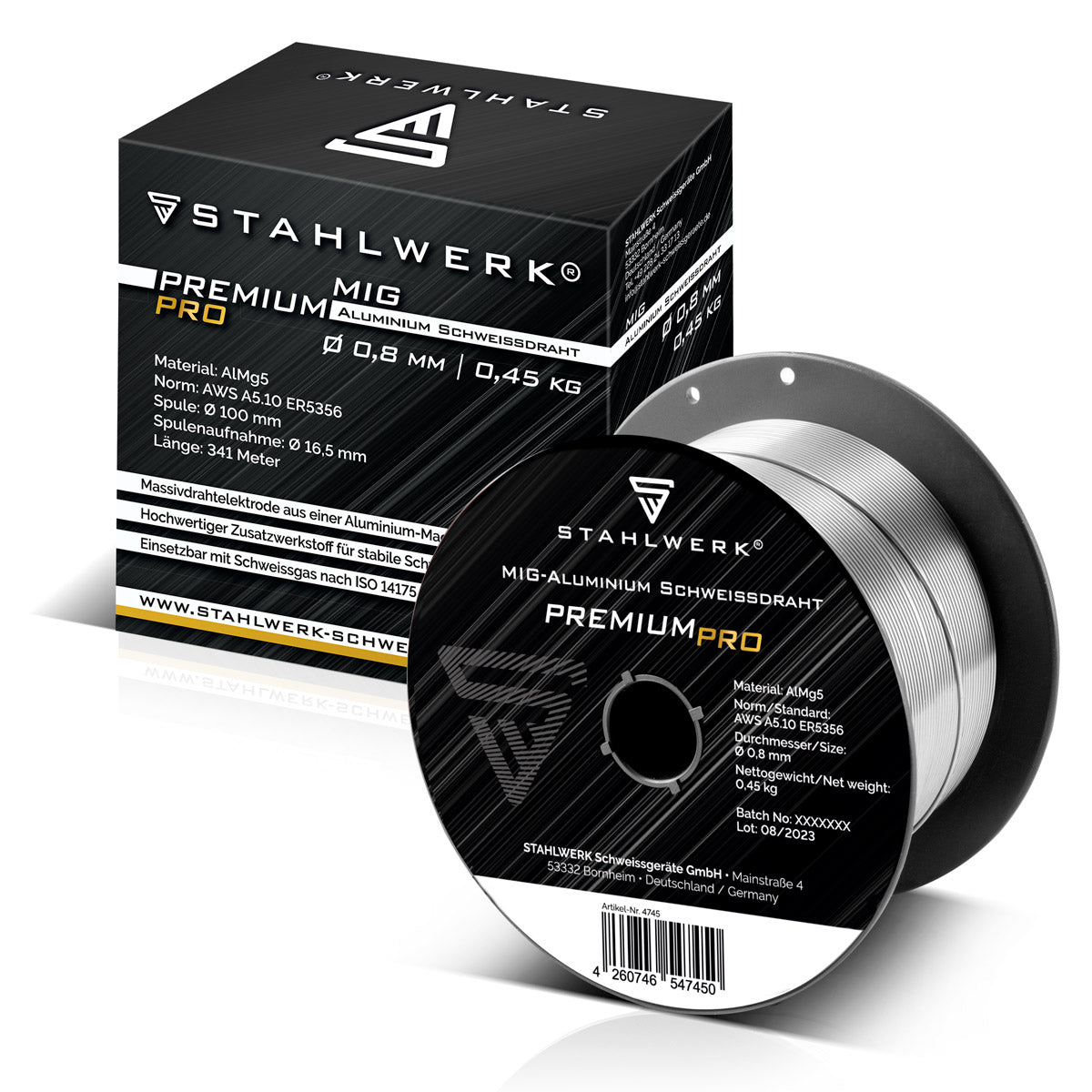 STAHLWERK MIG MAG aluminum welding wire ER5356 (AlMg5) 0.8 mm 0.45 kg wire roll | Wire coil | Filler material | Universal welding wire | Solid wire electrode