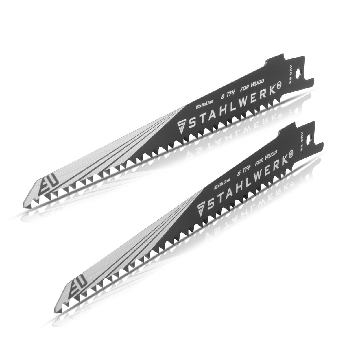 STAHLWERK wood saw blade set of 2 150 x 19 x 1.2 mm long life reciprocating saw blades | Reciprocating saw blades with 1/2 inch holder and 6 TPI for reciprocating saws | Reciprocating saws | Jigsaws