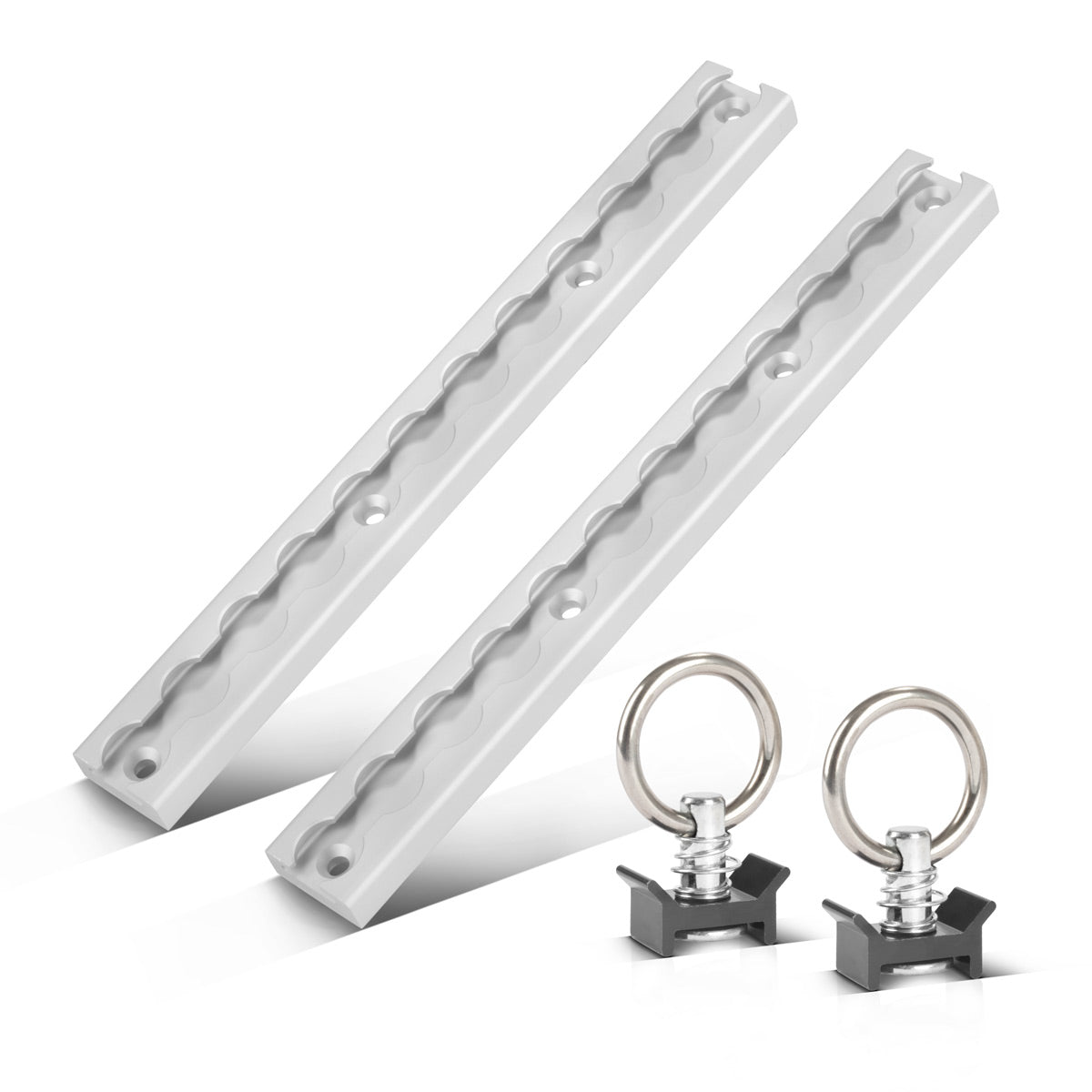 Juego de rieles de amarre STAHLWERK LRS-30 ST con argollas de amarre Riel de línea aérea de 30 cm de aluminio con orificios integrados para asegurar la carga durante el transporte