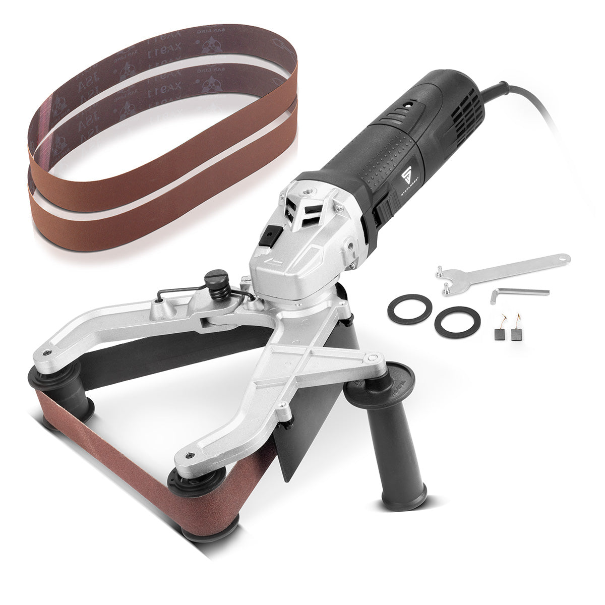 Lijadora de cinta para tubos STAHLWERK RS-1300 ST con 1.300 W y 1.100 - 3.200 rpm para cintas de lijado de 760 mm | Lijadora para tubos | Rectificadora | Molinillo | Lijadora de banda para desbastar, pulir y desbarbar