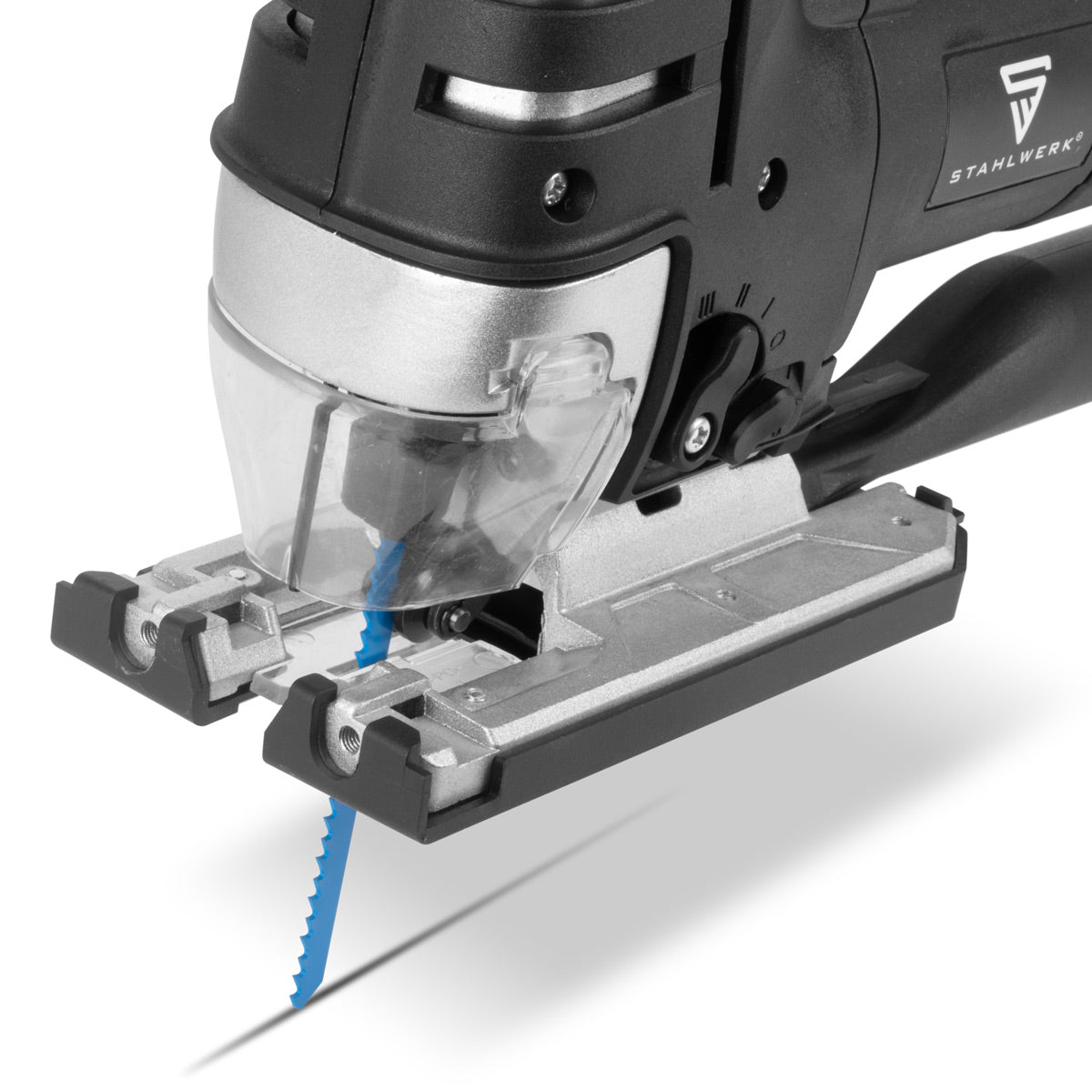 STAHLWERK Stichsäge JSB-750 ST mit 700 W, 600 - 2.800 U/min und 45° Neigungswinkel elektrische Säge | Pendelhubsäge | Pendelhubstichsäge mit Führungsschiene zum Sägen von Holz, Metall und Kunststoff