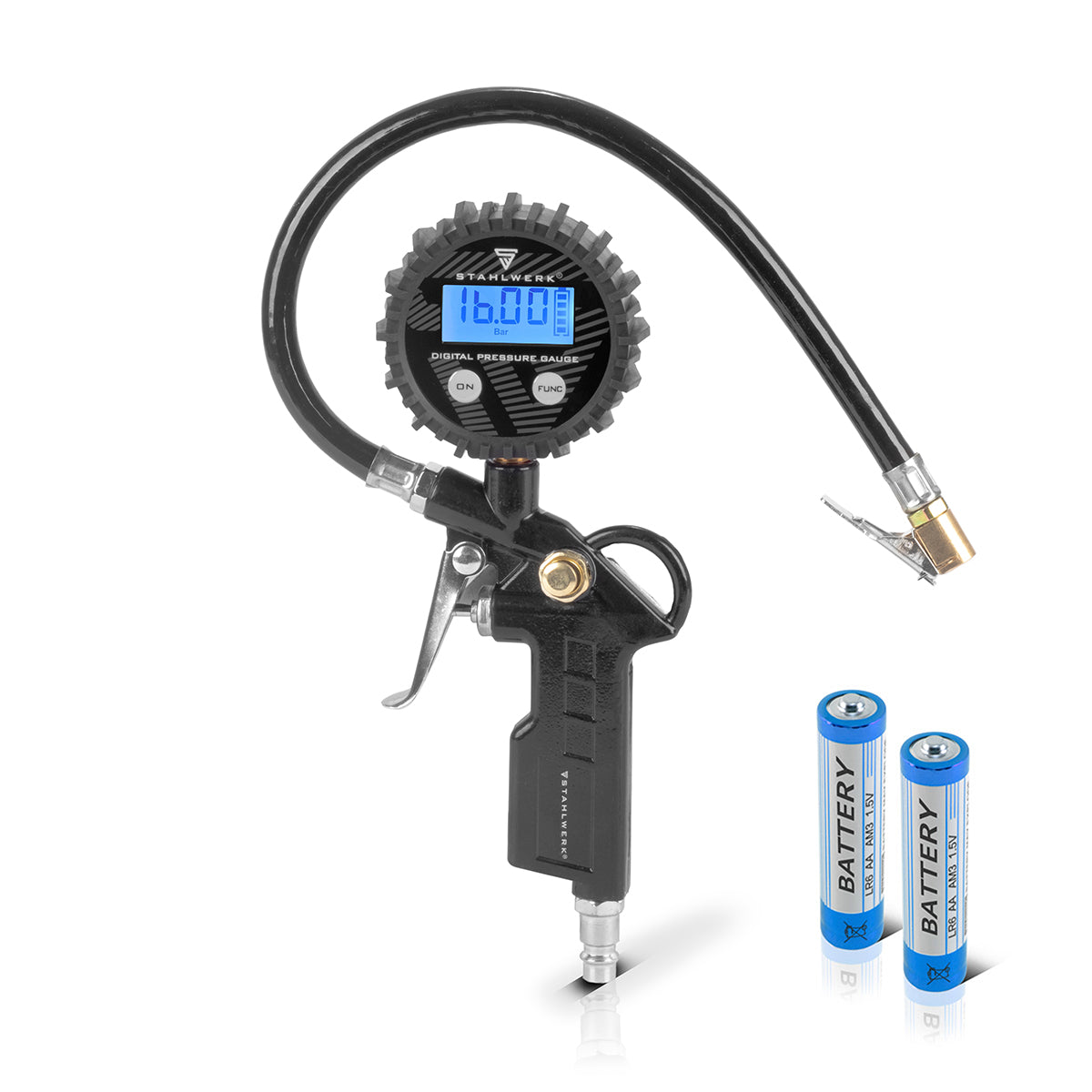 STAHLWERK digital compressed air tire inflation gun DRD-16 ST | Compressed air tire inflator with digital pressure gauge | Tire pressure gauge for cars, trucks, motorcycles, bicycles | Measuring range 0-16 Bar / 0-232 PSI