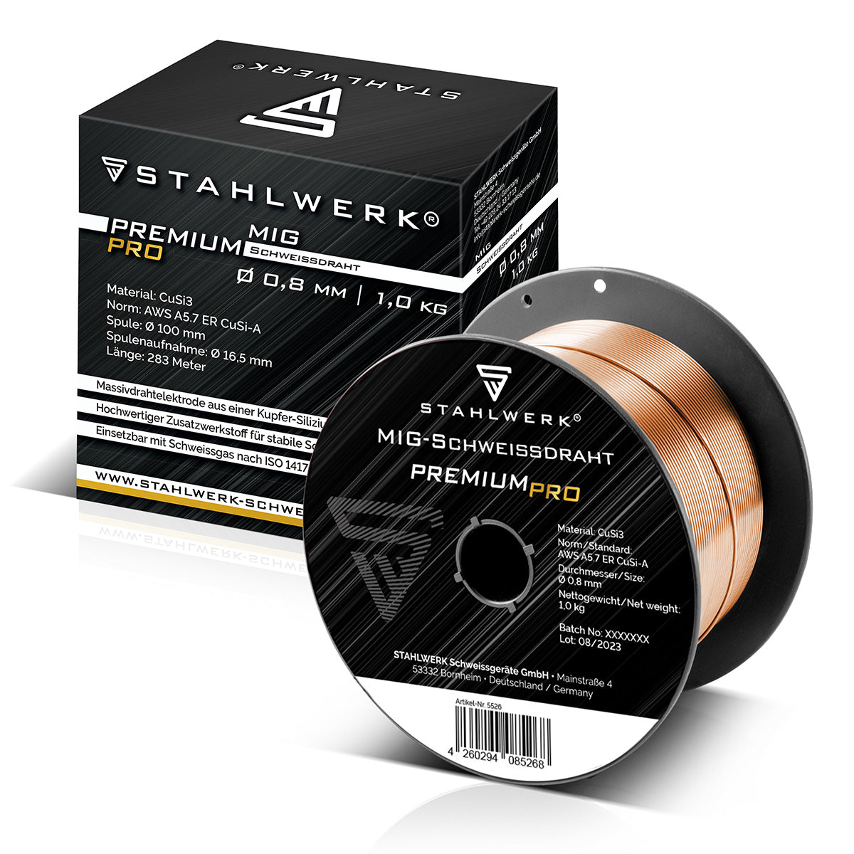 Hilo de soldadura STAHLWERK MIG MAG CuSi3 0,8 mm rollo de alambre de 1 kg