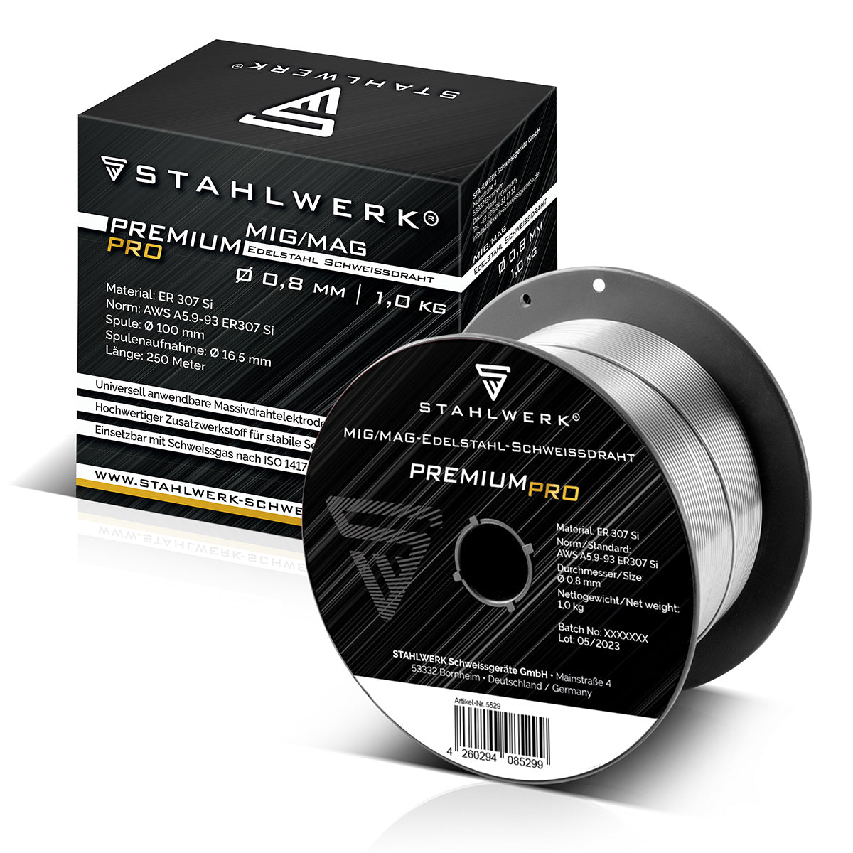 Fil à souder STAHLWERK MIG MAG acier inoxydable ER 307 Si 0,8 mm sur rouleau de fil de 1 kg
