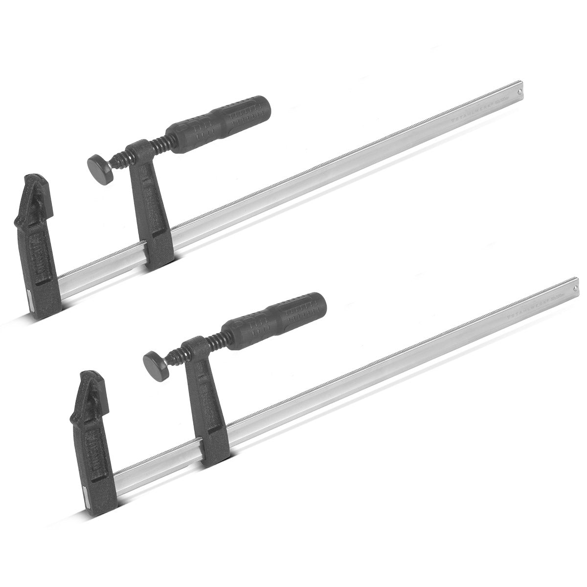 STAHLWERK Schraubzwinge 80x500 mm 2er Set | kraftvolle Klemmzwinge aus Stahl und Kunststoff | F-Zwinge zum Fixieren von Werkstücken |stabile Zwinge mit Spannweite 500 mm, Spanntiefe 80 mm