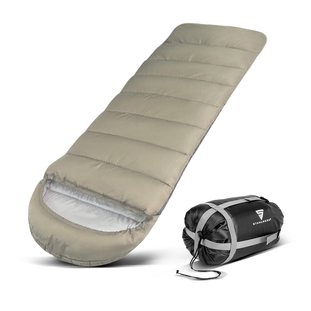 STAHLWERK sac de couchage SB-600 ST Sac de couchage d'extérieur léger jusqu'à 5°C | Remplissage 330g/m2 | Sac de couchage de camping | Sac de couchage momie | Sac de couchage de voyage | Sac de couchage trekking et randonnée
