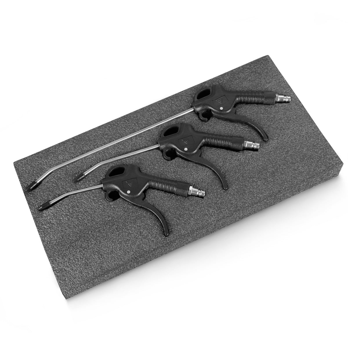 STAHLWERK 3-teiliges Druckluft-Ausblaspistolen-Set | Düsenlängen 100, 150 und 300 mm | 6 bar Arbeitsdruck | 1/4" Kupplung | Ergonomische Druckluft-Reinigungspistole für Kfz-Werkstatt und Handwerk
