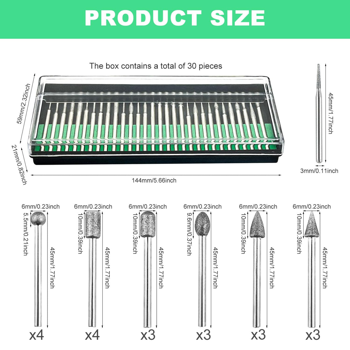 Penna per incisione USB Set di 50 frese diamantate, frese diamantate per pietra, vetro, ceramica, intaglio, molatura, lucidatura, incisione, foratura, argento