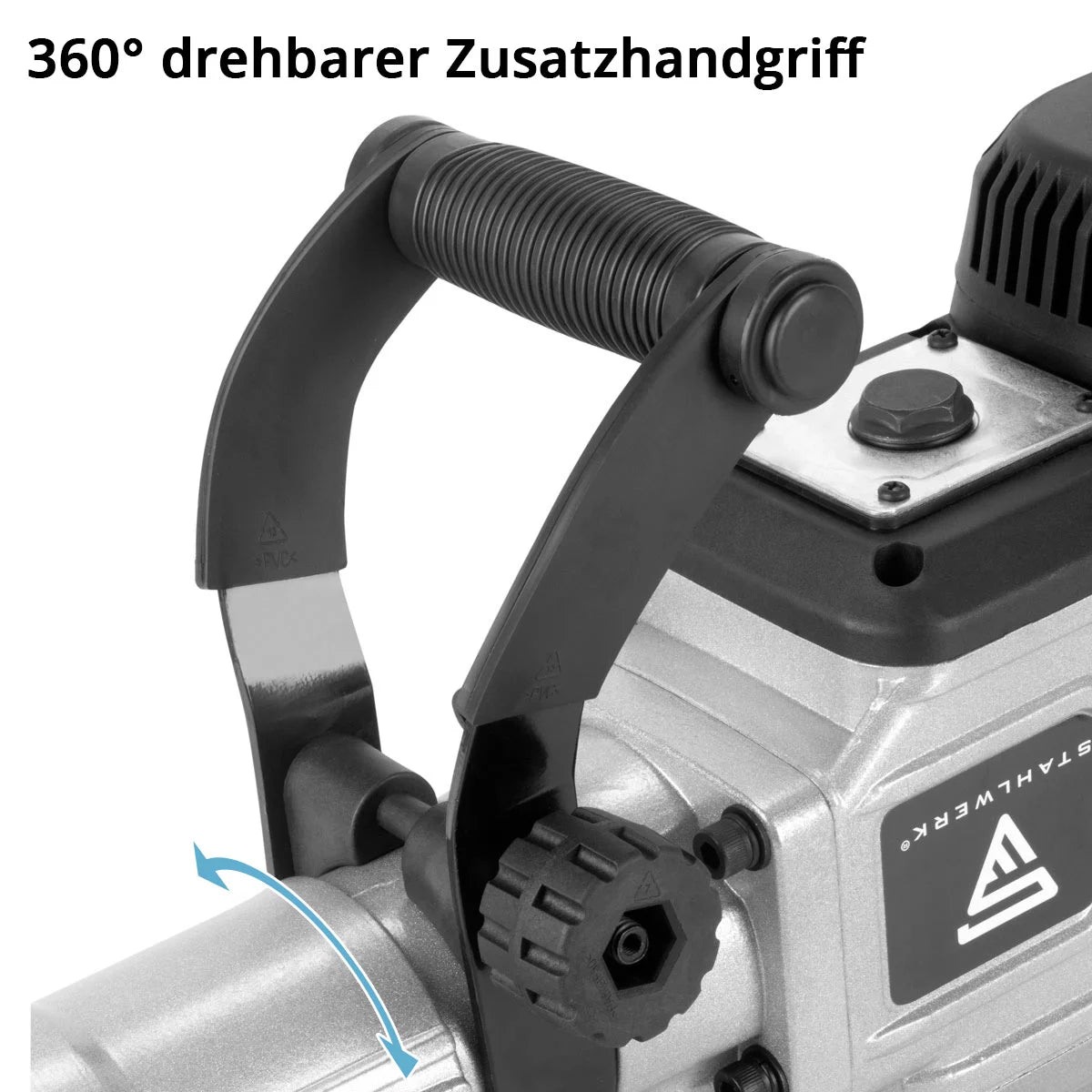 STAHLWERK Abbruchhammer AH-2200 ST mit 2.200 W Leistung, 2.100 Schläge pro Minute und 65 J Schlagkraft Stemmhammer | Meißelhammer | Schlaghammer | Bohrhammer | Abrisshammer mit Spitz- und Flachmeißel