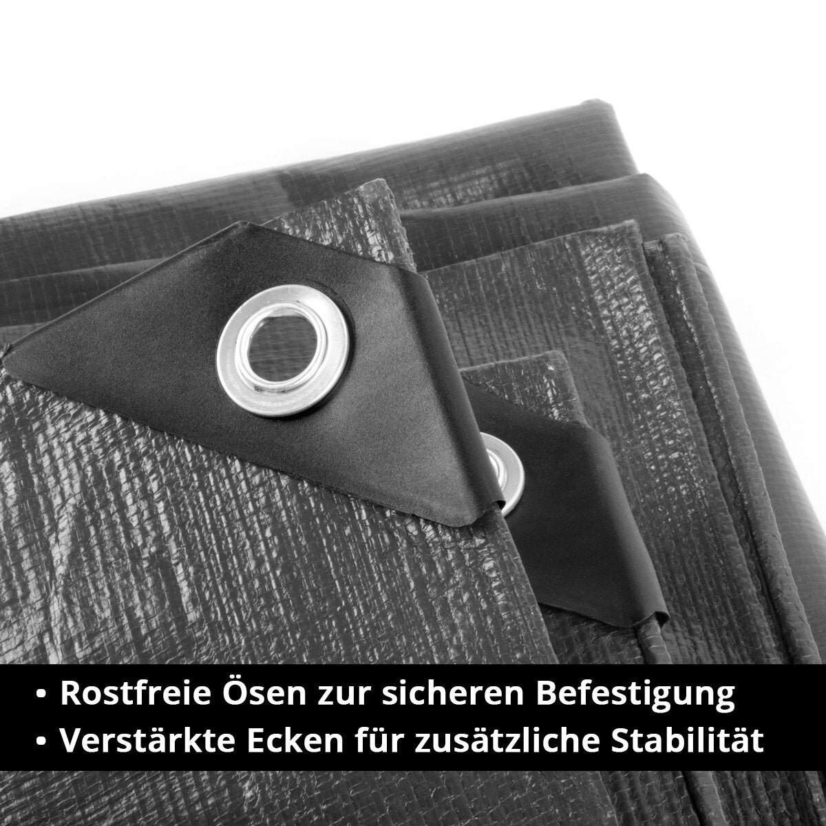 STAHLWERK Abdeckplane mit Ösen 2 x 3 m 260 g/m² wasserdichte Schutzplane | Gewebeplane | Gartenplane | Bootsplane | Holzplane | PE Plane