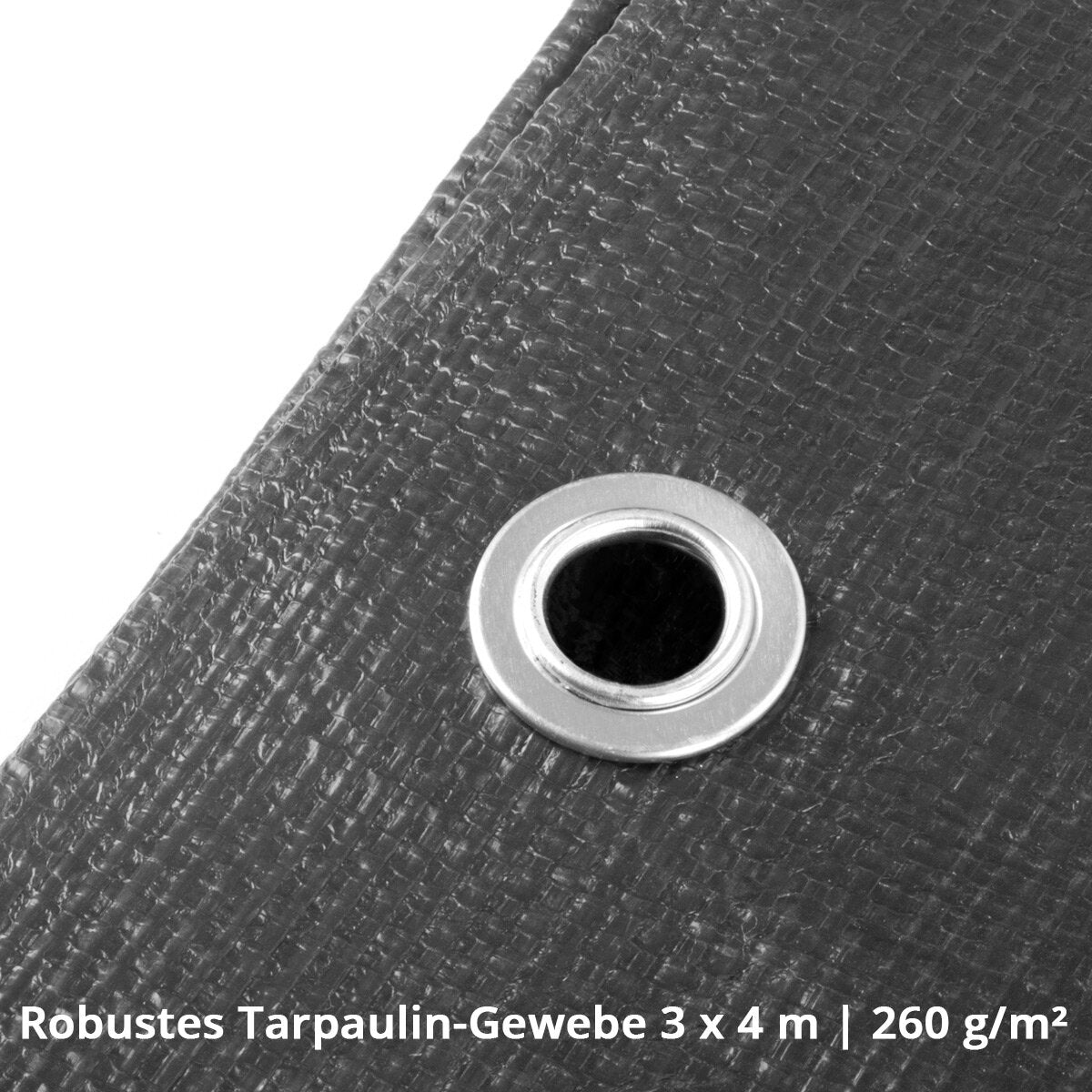 STAHLWERK Abdeckplane mit Ösen 2 x 3 m 260 g/m² wasserdichte Schutzplane | Gewebeplane | Gartenplane | Bootsplane | Holzplane | PE Plane