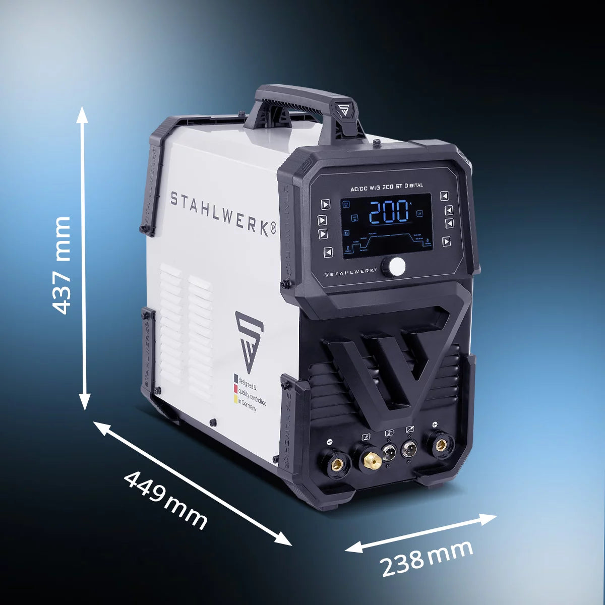 Saldatrice STAHLWERK AC/DC TIG 200 ST Digital 2026 | Saldatrice combinata 3 in 1 | Funzione spot | Funzione di pulizia integrata | Convertitore TIG/MMA adatto all'alluminio da 200 A | Controllabile da remoto | Pannello di controllo digitale