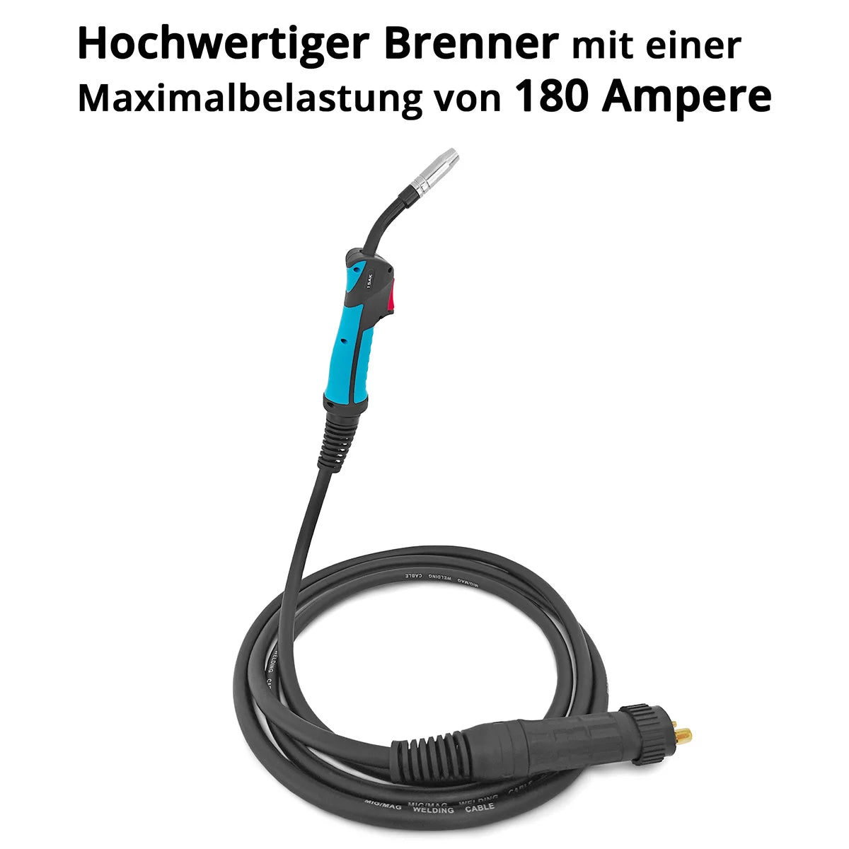 STAHLWERK AK15 Schweissbrenner inklusive 3 Meter Schlauchpaket | Profi-Schweisszubehör für MIG/MAG Schutzgas Schweissgeräte mit Eurozentralanschluss | Luftgekühlte MIG/MAG-Schweisspistole 180 Ampere