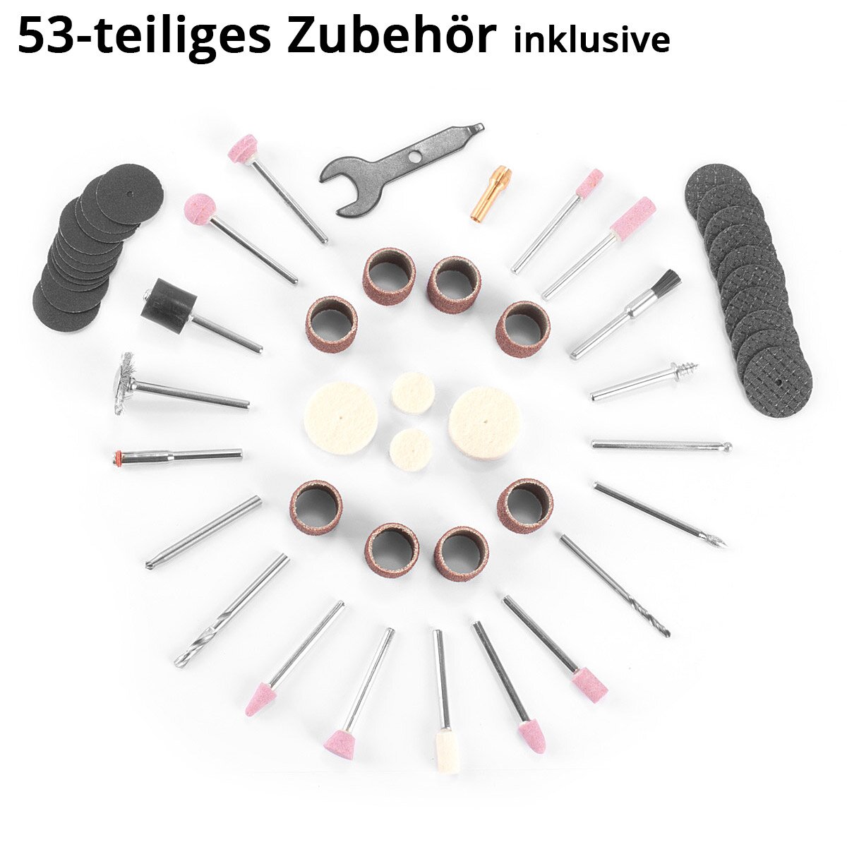 STAHLWERK Akku Mehrzweckschleifer AMF-80 ST 5.000-25.000 U/min 2.000 mAh Multifunktionswerkzeug / Drehwerkzeug / Schleifgerät / Minischleifer mit 53-teiligem Zubehör und USB-Ladekabel