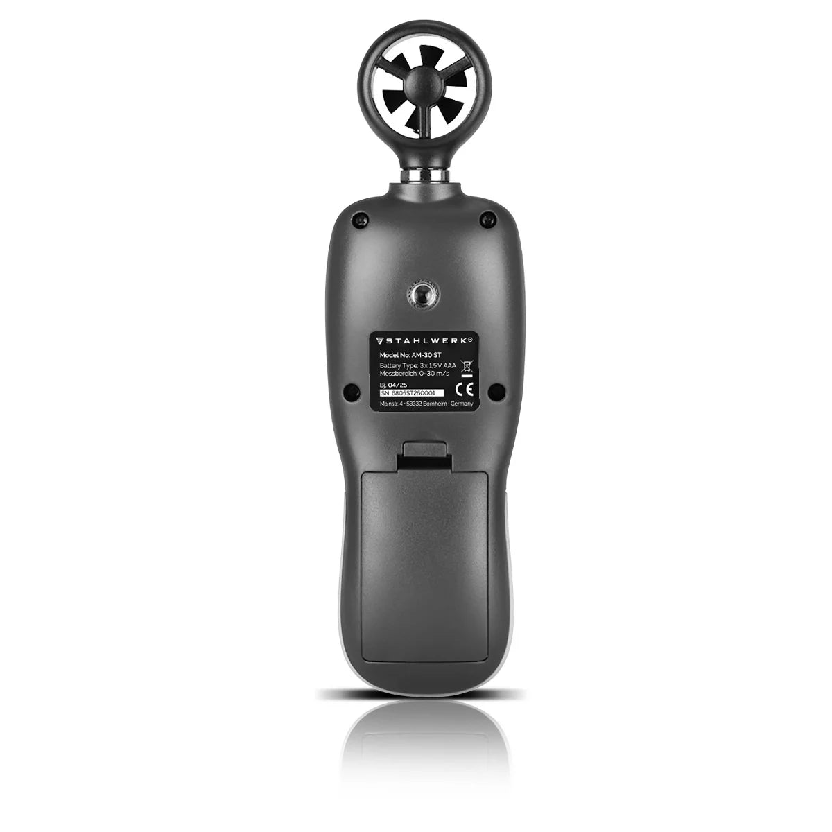 STAHLWERK Anemometer | Kompakter Luftgeschwindigkeitsmesser 30 m/s | Windmessgerät | Luftstrommesser | Präzise Messung von Windgeschwindigkeitsdaten | Digitales Lufttemperaturmessgerät mit LCD-Display