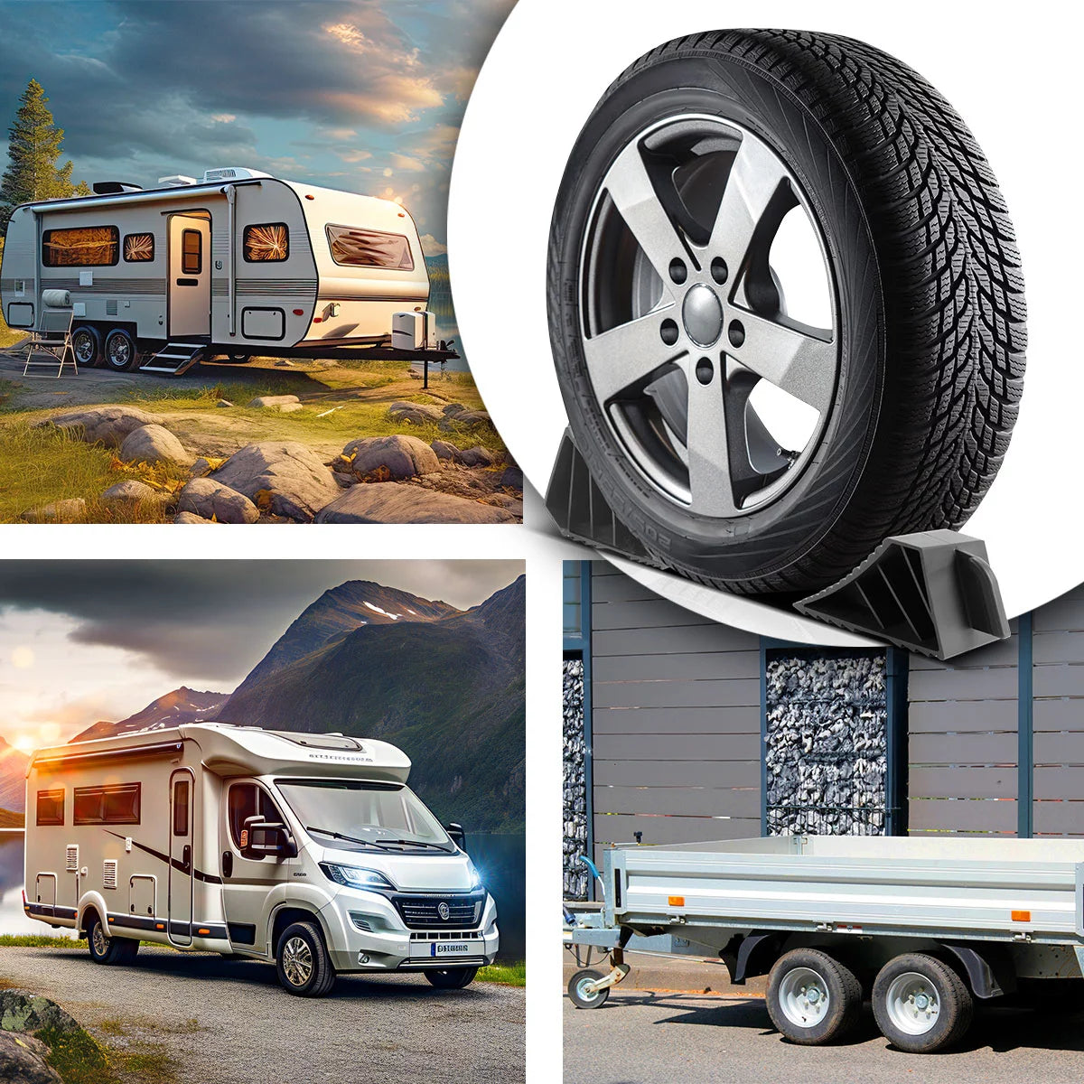 STAHLWERK Unterlegkeile GT-02 ST 2er Set bis 1,5 t Achslast Bremskeil | Hemmschuh | Radkeil | Radvorleger für Pkw Anhänger, Wohnmobil, Wohnwagen oder Caravan