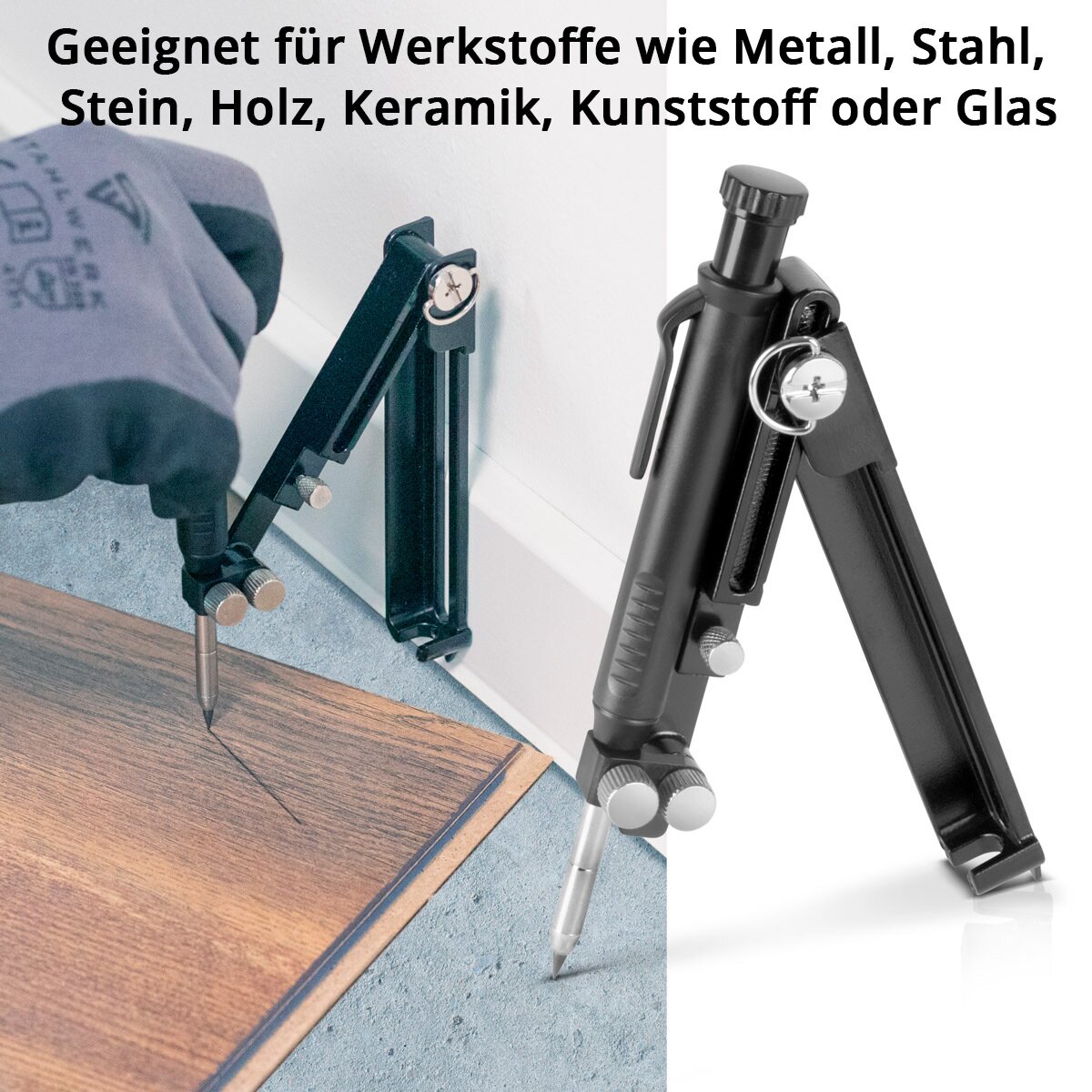 STAHLWERK scribing tool | Marking tool | Marking gauge | compass | Marking gauge | Parallel scriber for scribing, marking and drawing parallel lines and circular shapes