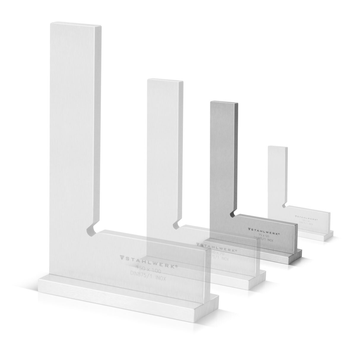STAHLWERK stop square 90° 75 x 50 mm DIN 875/1 locksmith square / angle stop / precision square made of stainless steel