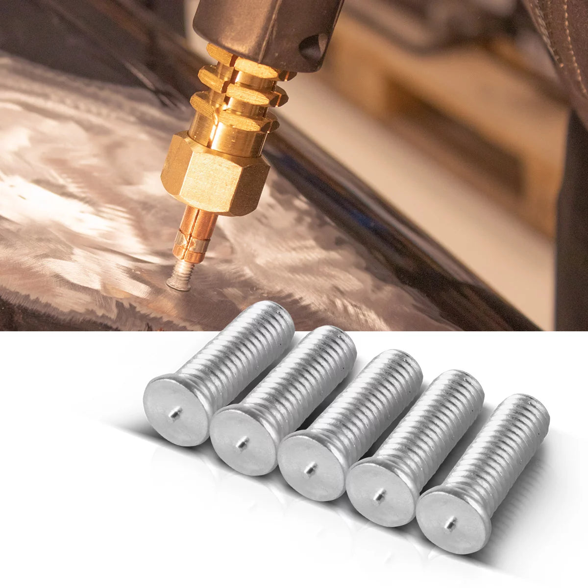 STAHLWERK Aluminium Schweissbolzen M5 Gewinde 200er Set, Smart Repair Zubehör für Ausbeulspotter / Dellenlifter / Punktschweissgerät / Ausbeulwerkzeug zur professionellen Reparatur von Kfz Karosserien