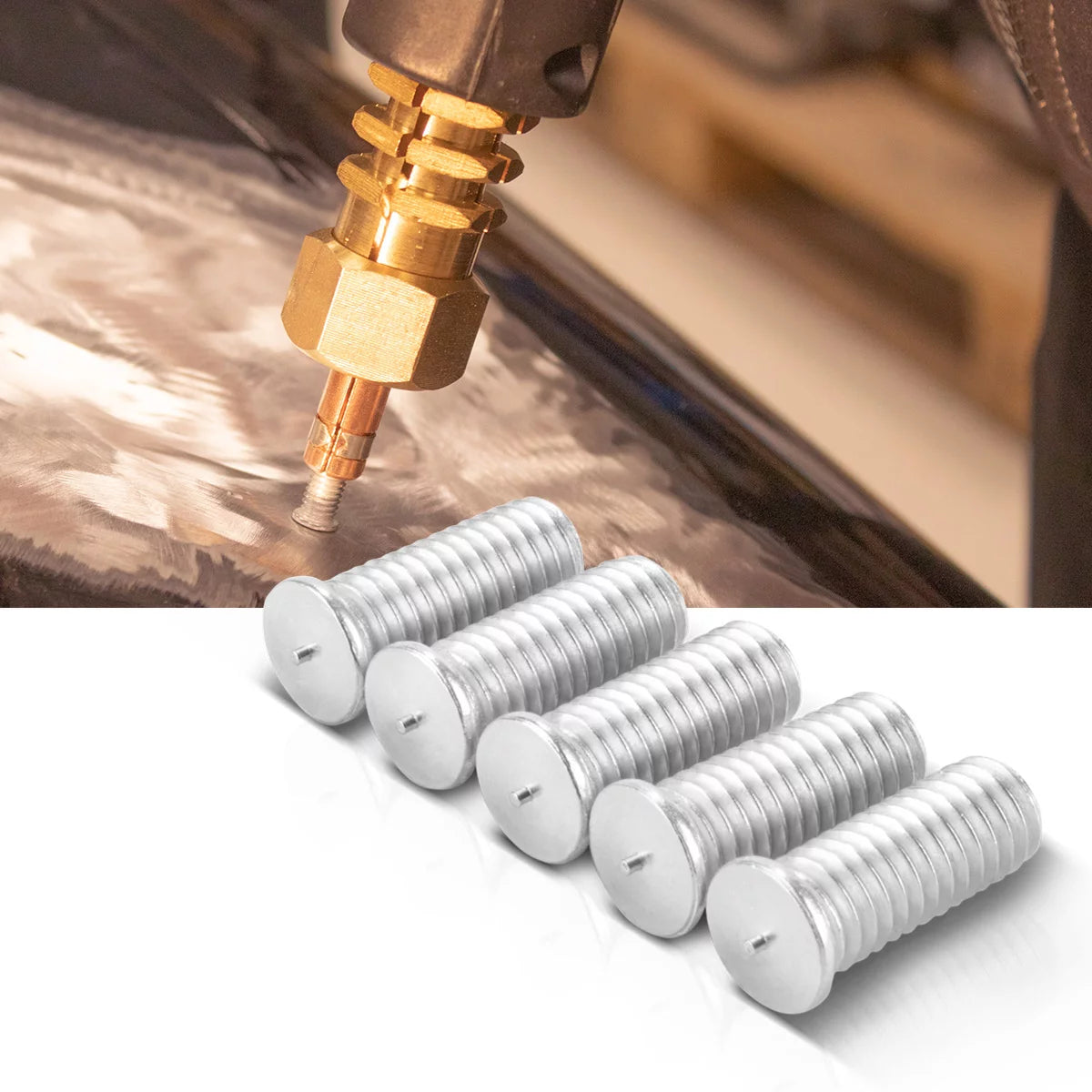 STAHLWERK 2x Aluminium Schweissbolzen M6 Gewinde 100er Set, Smart Repair Zubehör für Ausbeulspotter / Dellenlifter / Punktschweissgerät / zur professionellen Reparatur von Kfz Karosserien