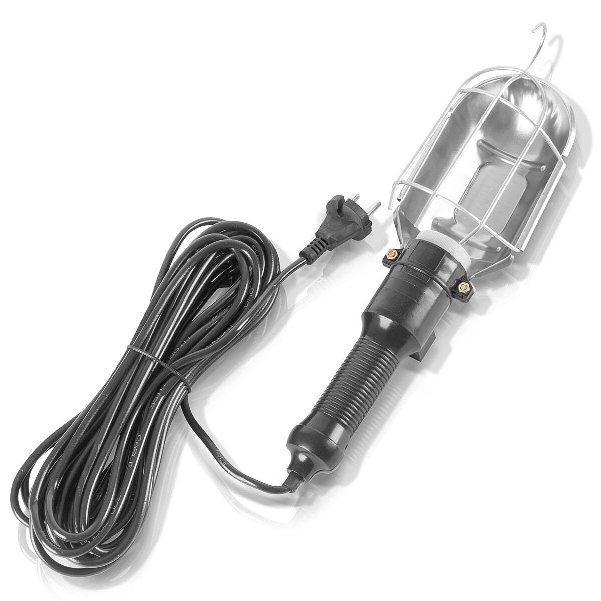 STAHLWERK work light with E27 socket up to max. 60 W workshop light with 10 m cable, hanging hook and rubberized handle, construction light | Work lamp | Hand lamp for repairs and renovation work