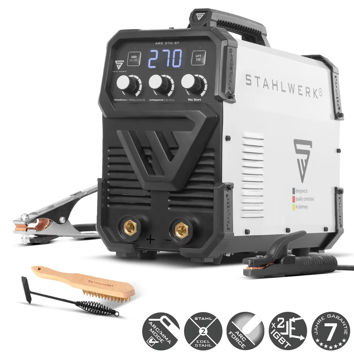 Saldatrice STAHLWERK ARC-270 ST | Saldatrice MMA 270 A | Saldatura ad elettrodo MMA | Convertitore Lift-TIG 400 V | Protezione integrata dal surriscaldamento | Raffreddamento intelligente | Controllo intelligente della temperatura