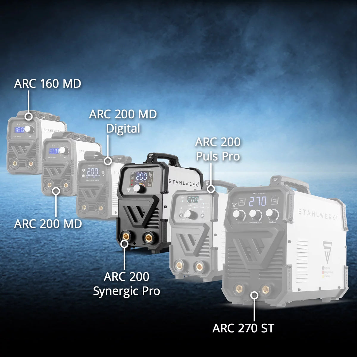 STAHLWERK ARC 200 Synergic Pro fully equipped electrode welding machine, fully synergic MMA | E-hand | Lift-TIG inverter with 200 amps and IGBT technology