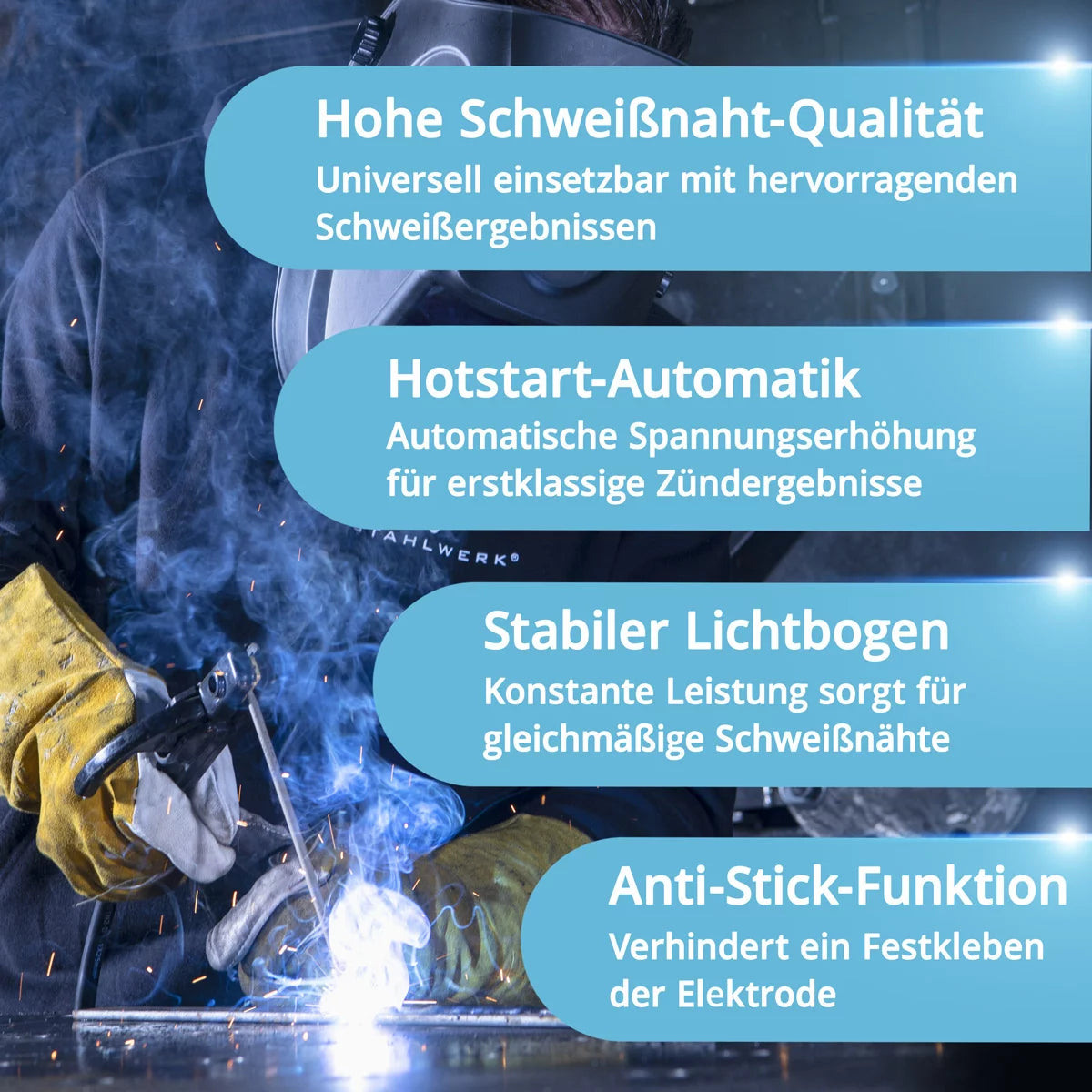 STAHLWERK ARC 200 Puls Pro Poste de soudage à électrode entièrement équipé, compact MMA | E-main | Onduleur Lift-TIG de 200 ampères, technologie IGBT et fonction impulsion