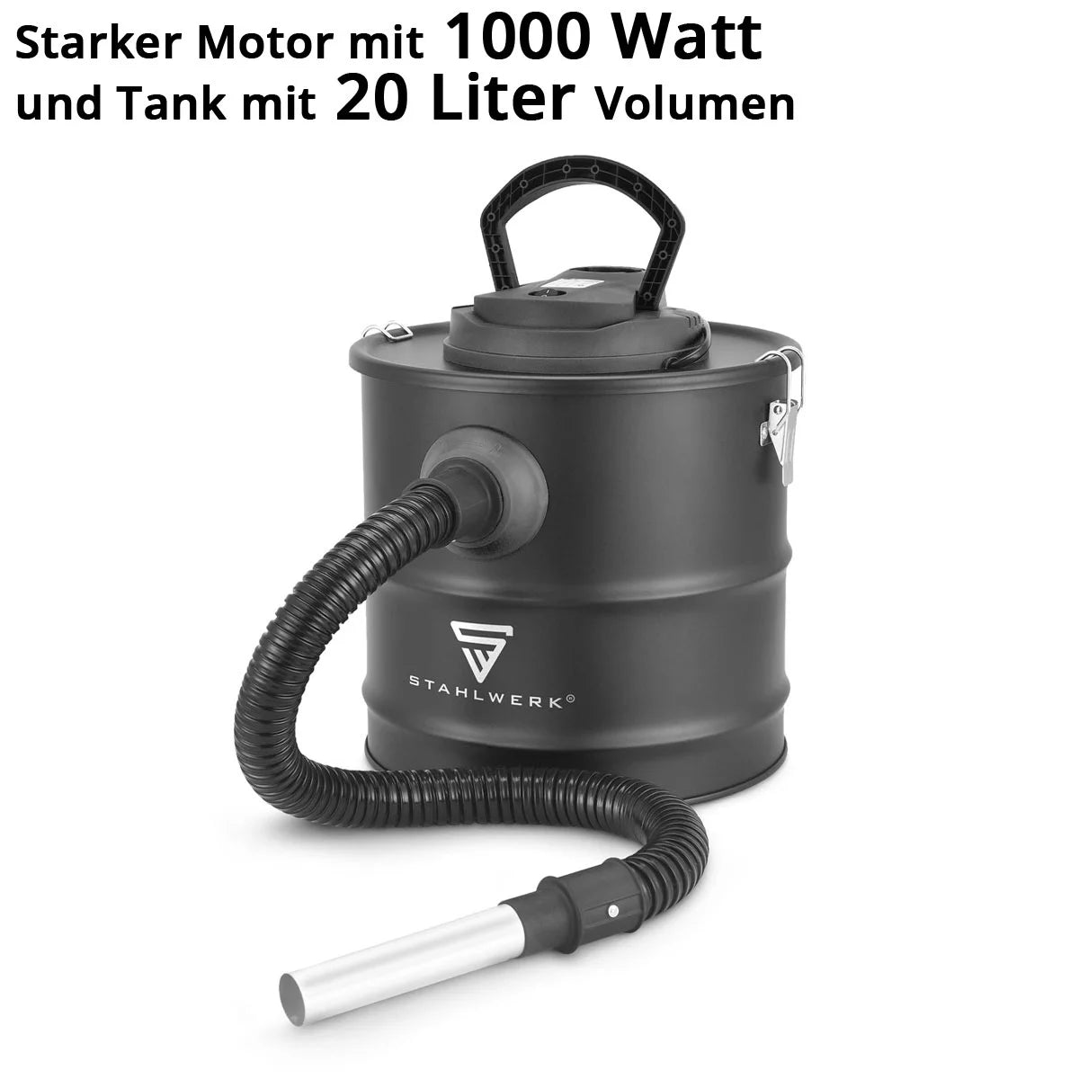 STAHLWERK ash vacuum cleaner VCL-1000 ST | Oven vacuum cleaner with 20 liter dirt container | 1000W power | Chimney vacuum cleaner with HEPA filter | Blowing function | For cold ash, oven, grill, workshop