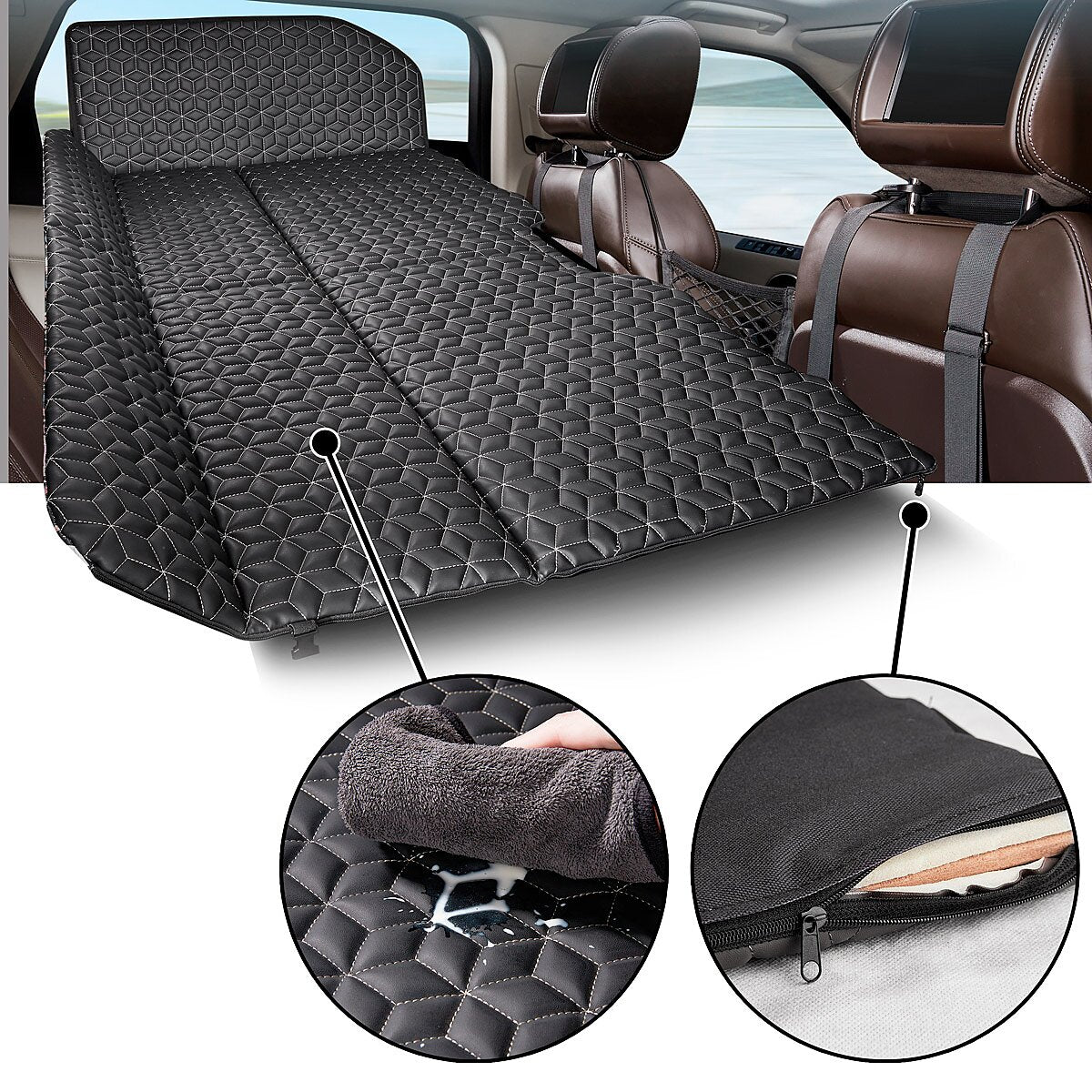 STAHLWERK colchón para coche CB-132 ST colchón para asiento trasero plegable | Colchón de viaje | Colchón del asiento trasero | Colchón plegable | Cuna de viaje | Cama de coche premium para asientos traseros y asientos traseros