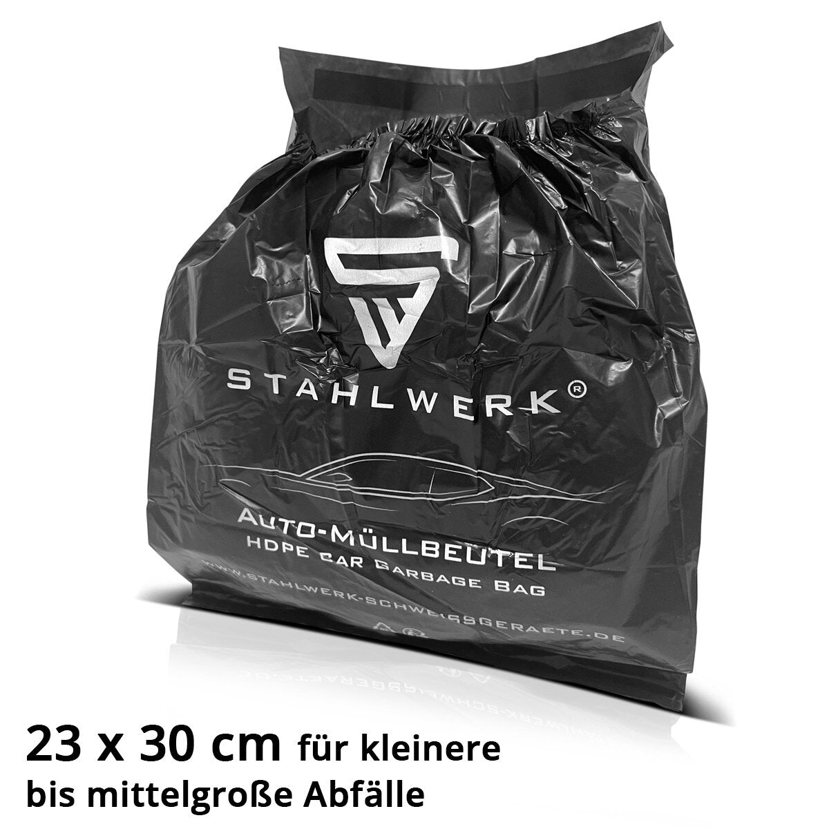 Sacs poubelles de voiture STAHLWERK 30 pièces Sacs poubelles extra résistants 23 x 30 cm | Sacs poubelles | Sacs poubelles | Sacs poubelles en plastique HDPE indéchirable