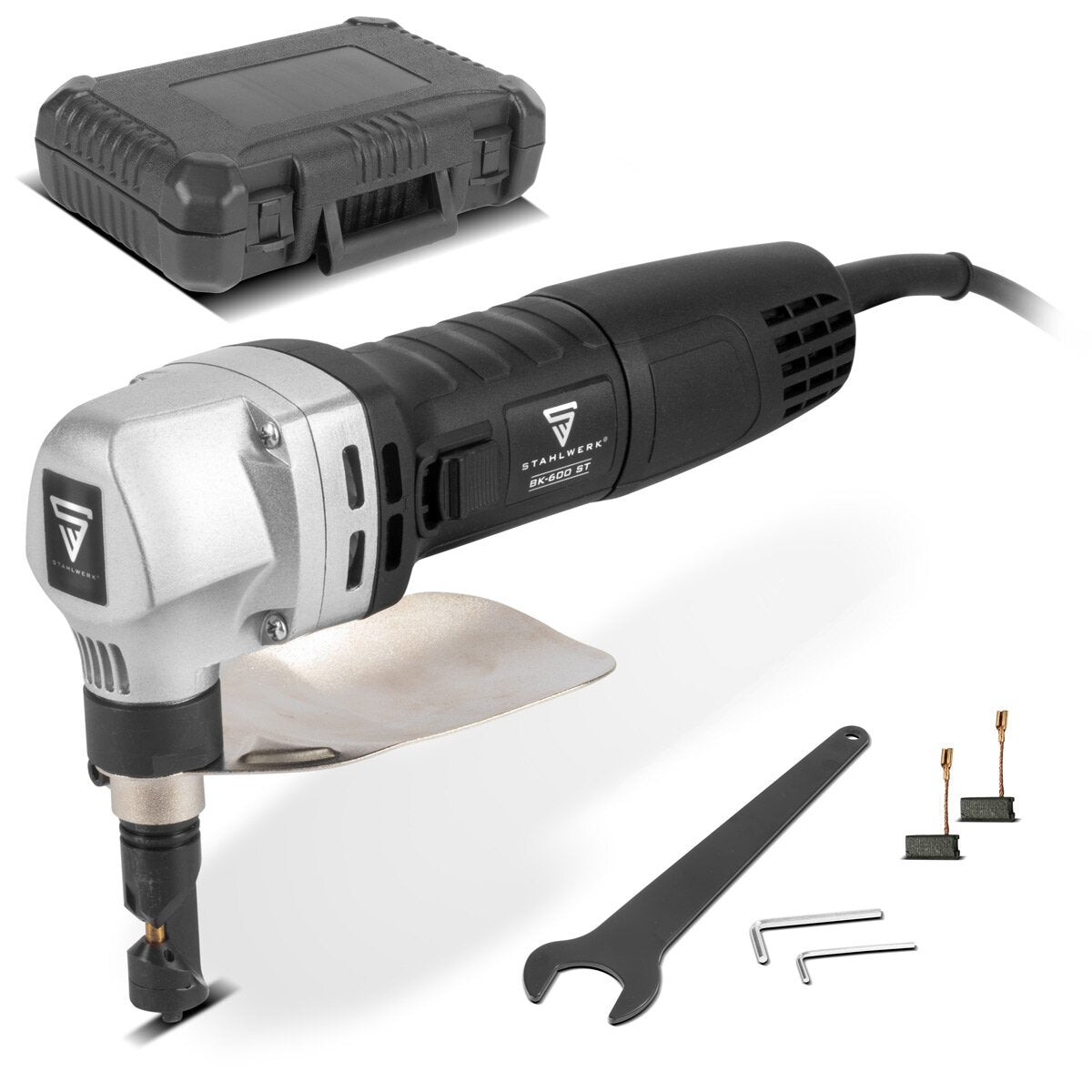 Hoja de acero Nibbler de metal BK-600 ST con 600 W y 2,000 rpm de hasta 2.5 mm de profundidad de corte de tijeras de chapa eléctrica | Blechschneider | Mordisco | Knabber | Tijeras de hojalata | Mordisco de metal | Mordisco
