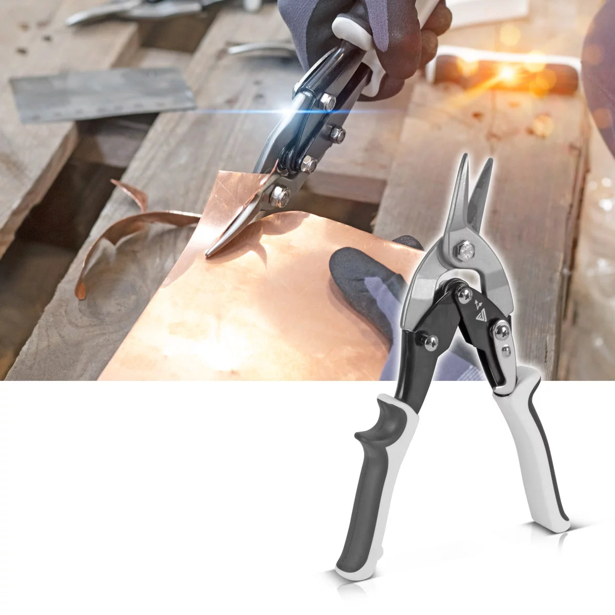 STAHLWERK Blechschere rechter Schnitt Profi-Metallschere | Blechschneider | Metallschneider zum professionellen Schneiden von Metallblechen