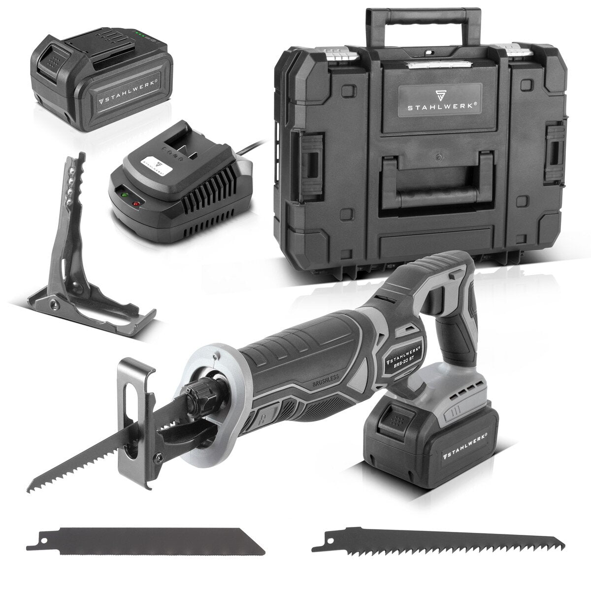 STAHLWERK brushless battery set | Hand circular saw AKS-20 ST | Oscillating multifunctional tool OMTB-20 ST | Reciprocating saw BRS-20 ST | Drill driver ABS-18 ST