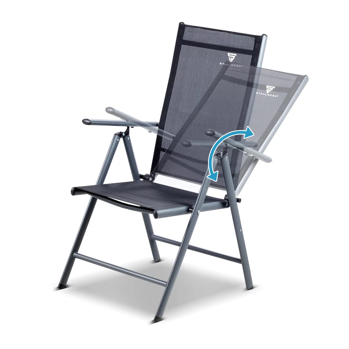Sedia da campeggio STAHLWERK CS-103 ST Set di 2 sedie da giardino | Sedia pieghevole | sedia pieghevole | Sedia in alluminio | Sedia con schienale alto | Mobili da giardino | Sedia da pesca | Sedia da balcone con braccioli e schienale regolabile