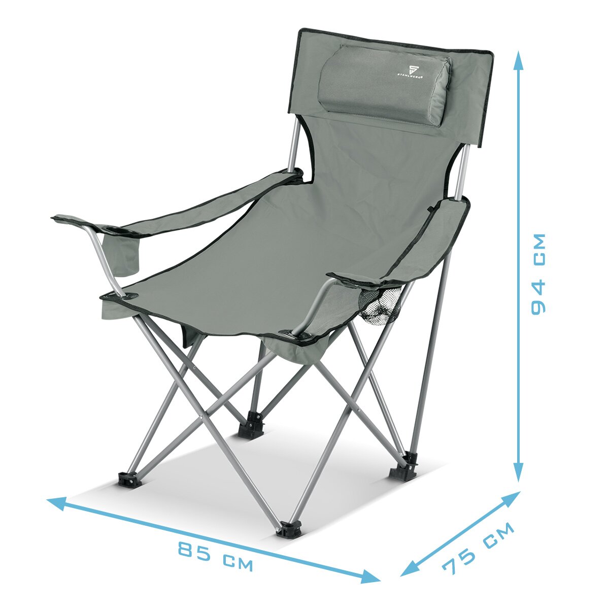 STAHLWERK camping chair CS-95 ST garden chair | Folding chair | folding chair | Fishing chair | Folding chair | folding chair | Fishing chair with armrest, side pocket, headrest, cup holders and transport bag
