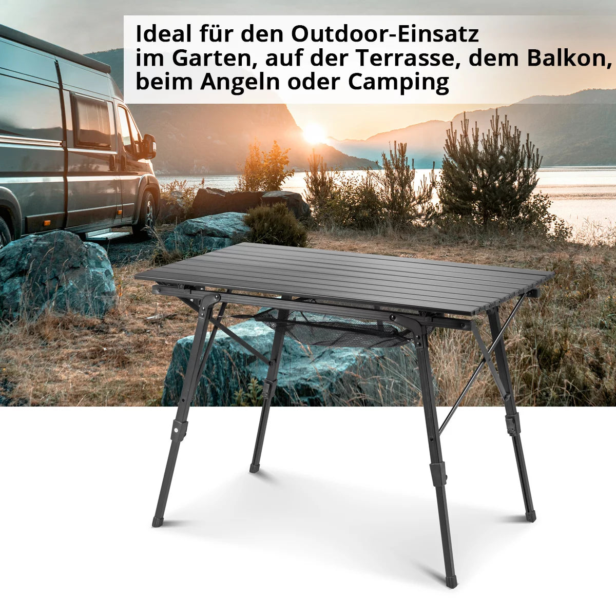 STAHLWERK Campingstuhl CS-103 ST 4er Set mit Campingtisch CT-30 ST Tischgarnitur | Campingmöbel | Gartenstuhl | Klappstuhl | Klappsessel | Aluminiumstuhl | Hochlehner | Terrassenmöbel