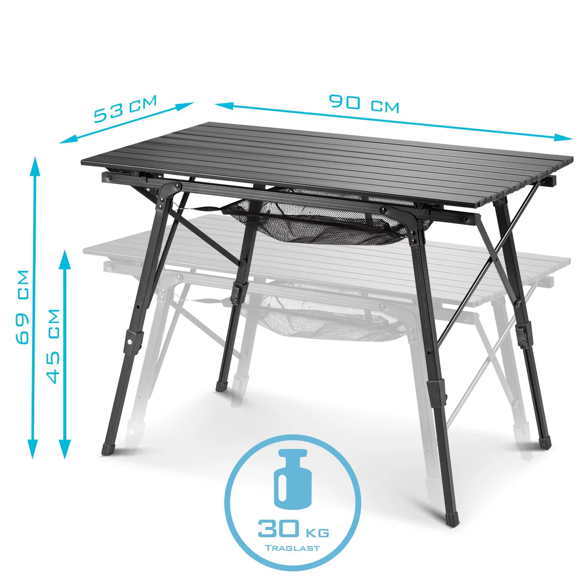 STAHLWERK Campingstuhl CS-103 ST 4er Set mit Campingtisch CT-30 ST Tischgarnitur | Campingmöbel | Gartenstuhl | Klappstuhl | Klappsessel | Aluminiumstuhl | Hochlehner | Terrassenmöbel