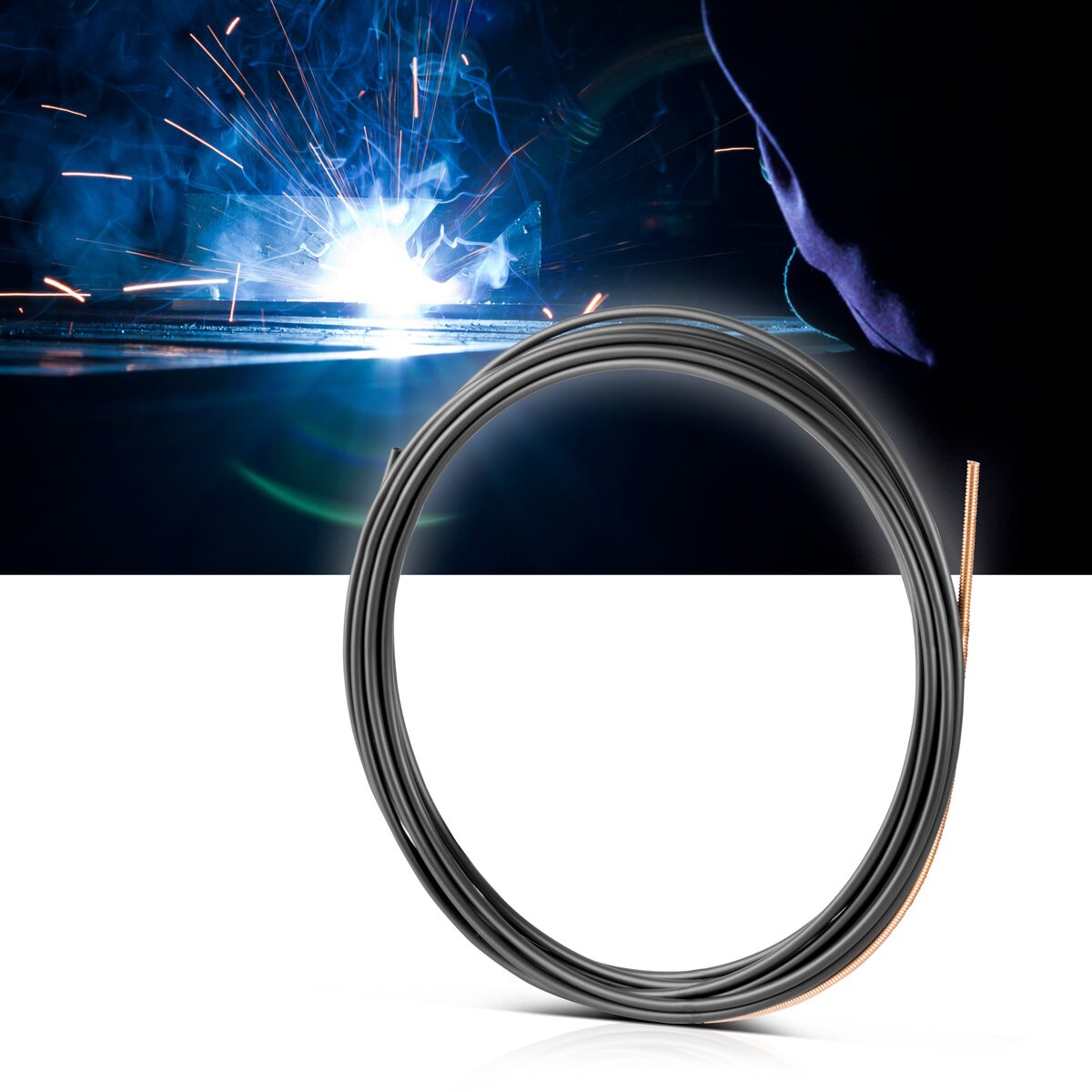 STAHLWERK universal carbon core | Wire guide 5 m for MIG MAG AK15 | MB15 | AK25 | MB25 welding torch hose packages with Euro central connection for professional welding of steel, stainless steel and aluminum alloys