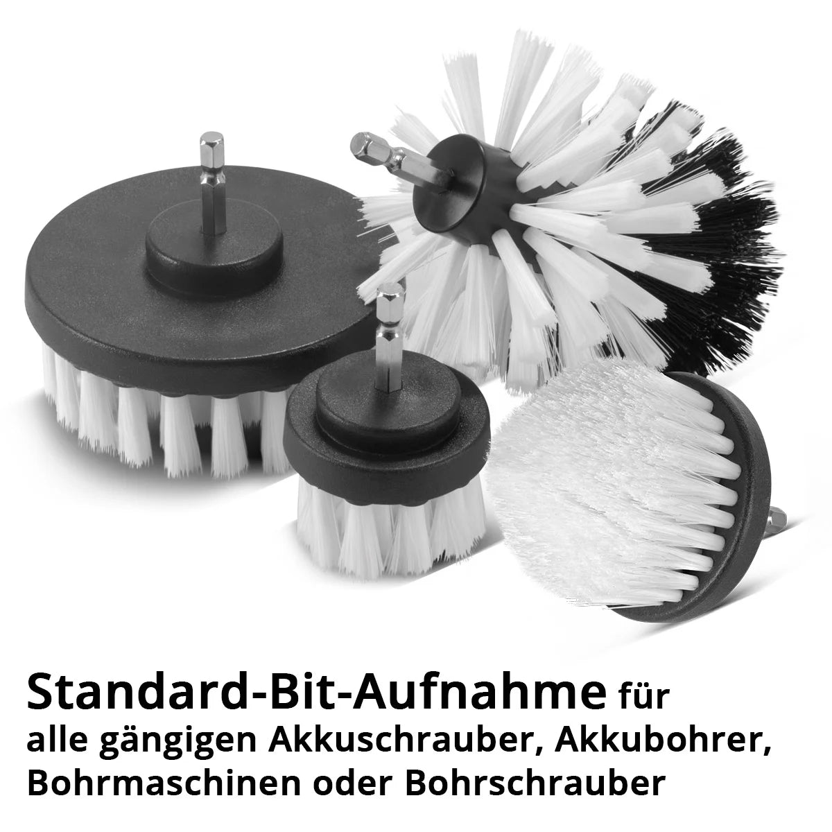 Juego de 10 accesorios para cepillos STAHLWERK para atornilladores y taladros inalámbricos, cepillos para limpiar, pulir y detallar con soporte para puntas estándar, incluye adaptador de extensión