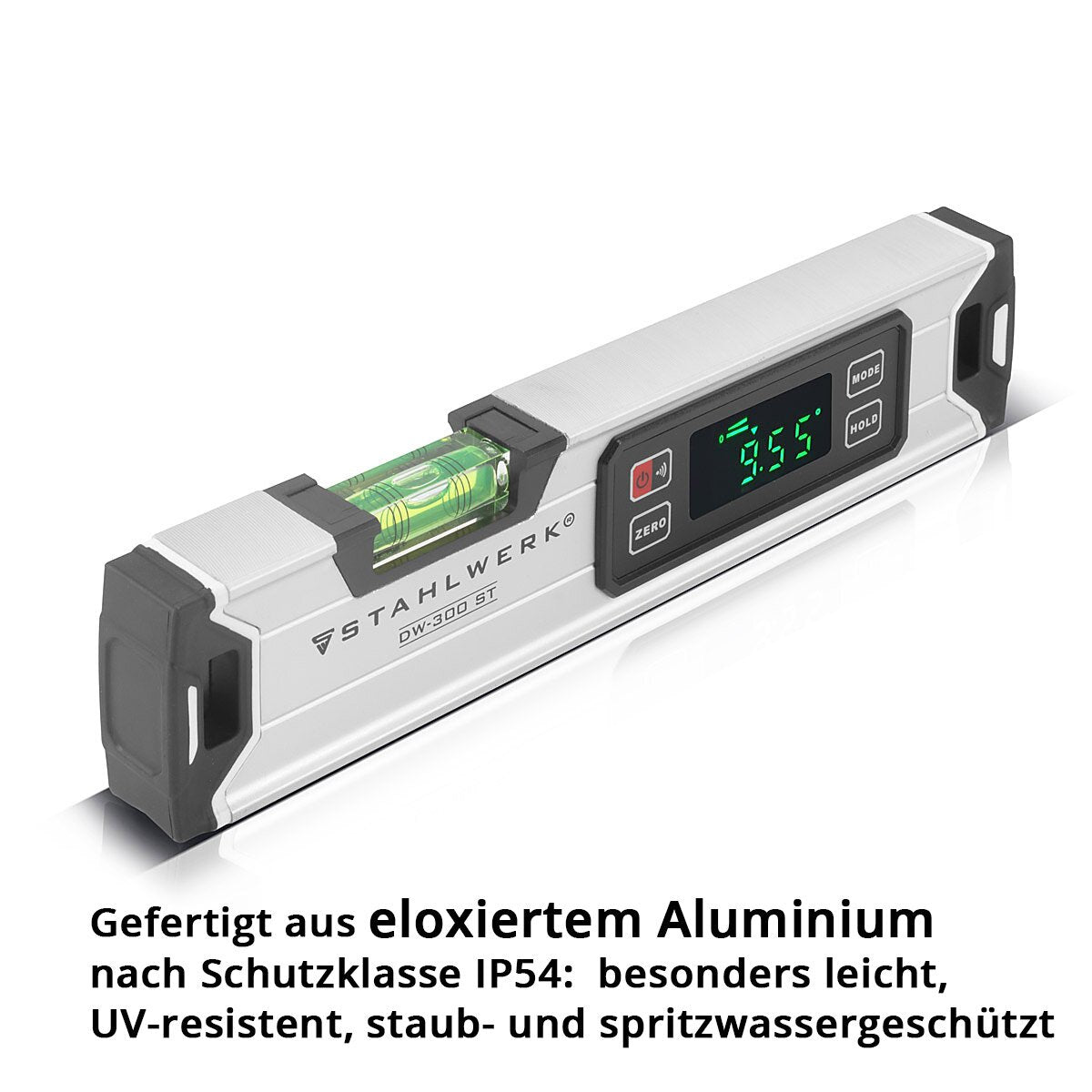 STAHLWERK digital spirit level DW-300 ST made of aluminum with 300 mm length magnetic level | Magnetic spirit level | Aluminum spirit level | Digital spirit level | Protractor