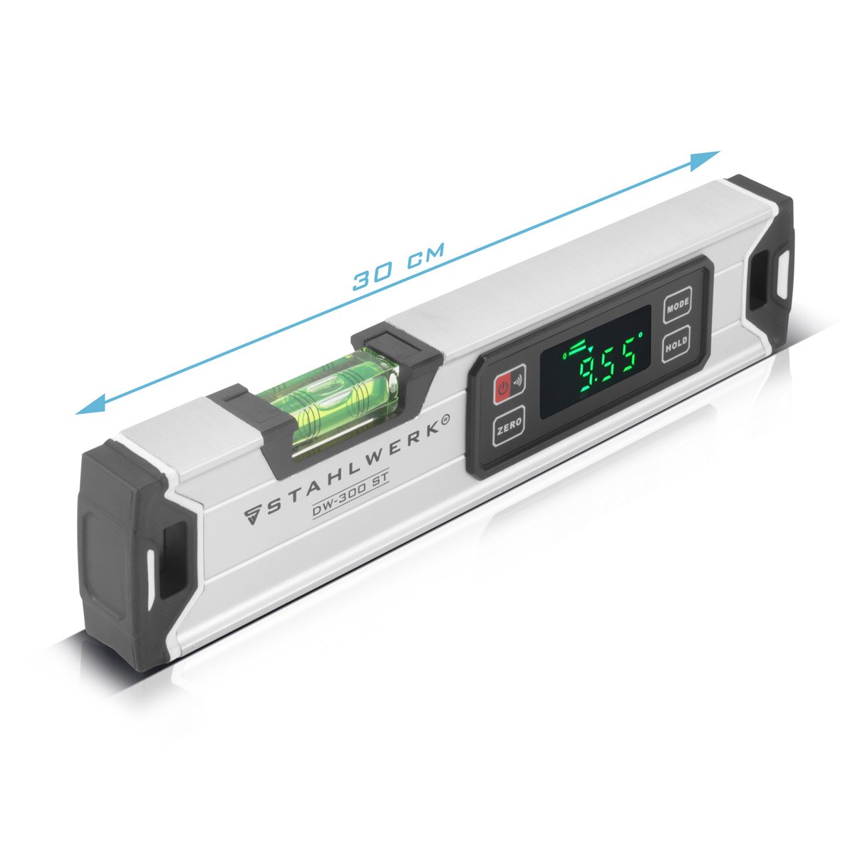 STAHLWERK digital spirit level DW-300 ST made of aluminum with 300 mm length magnetic level | Magnetic spirit level | Aluminum spirit level | Digital spirit level | Protractor