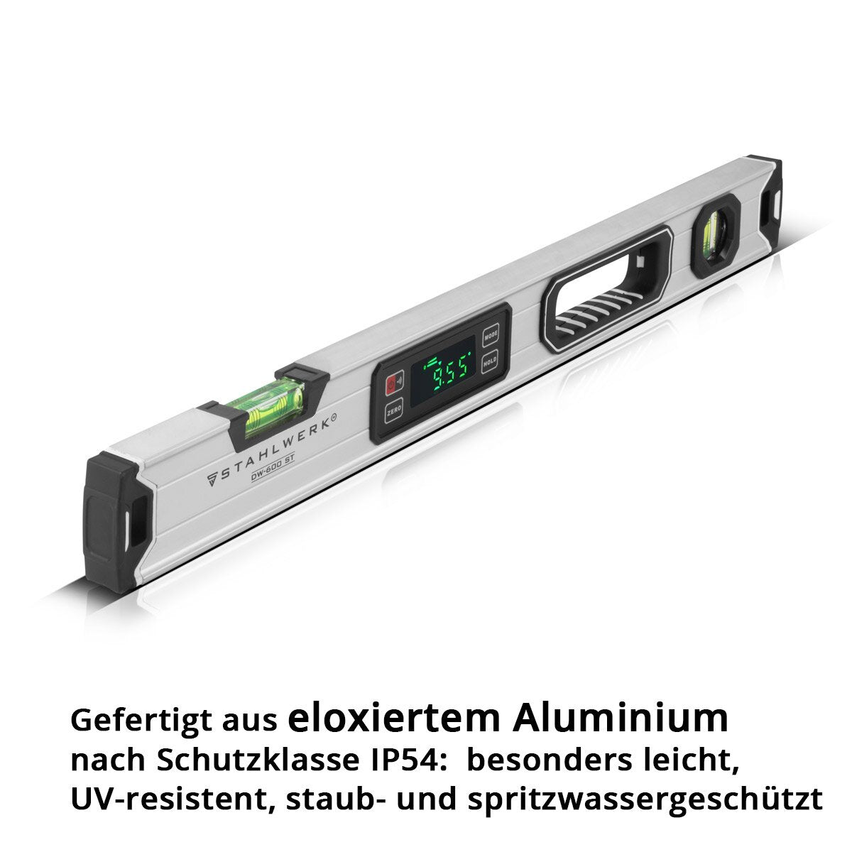 STAHLWERK Digitale Wasserwaage DW-600 ST aus Aluminium mit 600 mm Länge magnetische Richtwaage | Magnet-Wasserwaage | Aluminium-Wasserwaage | Digital-Wasserwaage | Winkelmesser