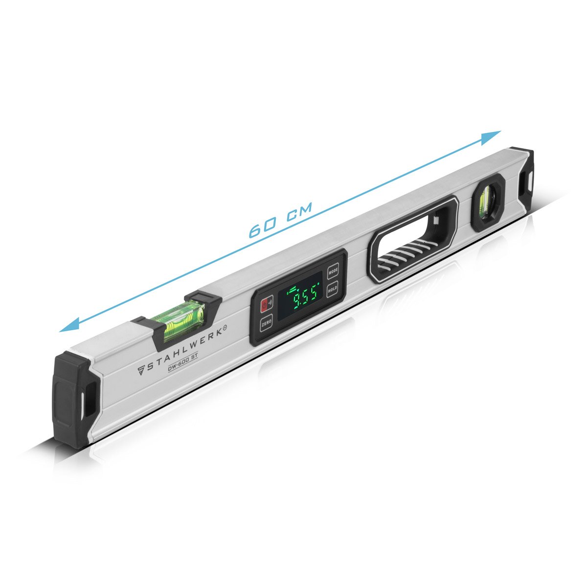 STAHLWERK Digitale Wasserwaage DW-600 ST aus Aluminium mit 600 mm Länge magnetische Richtwaage | Magnet-Wasserwaage | Aluminium-Wasserwaage | Digital-Wasserwaage | Winkelmesser