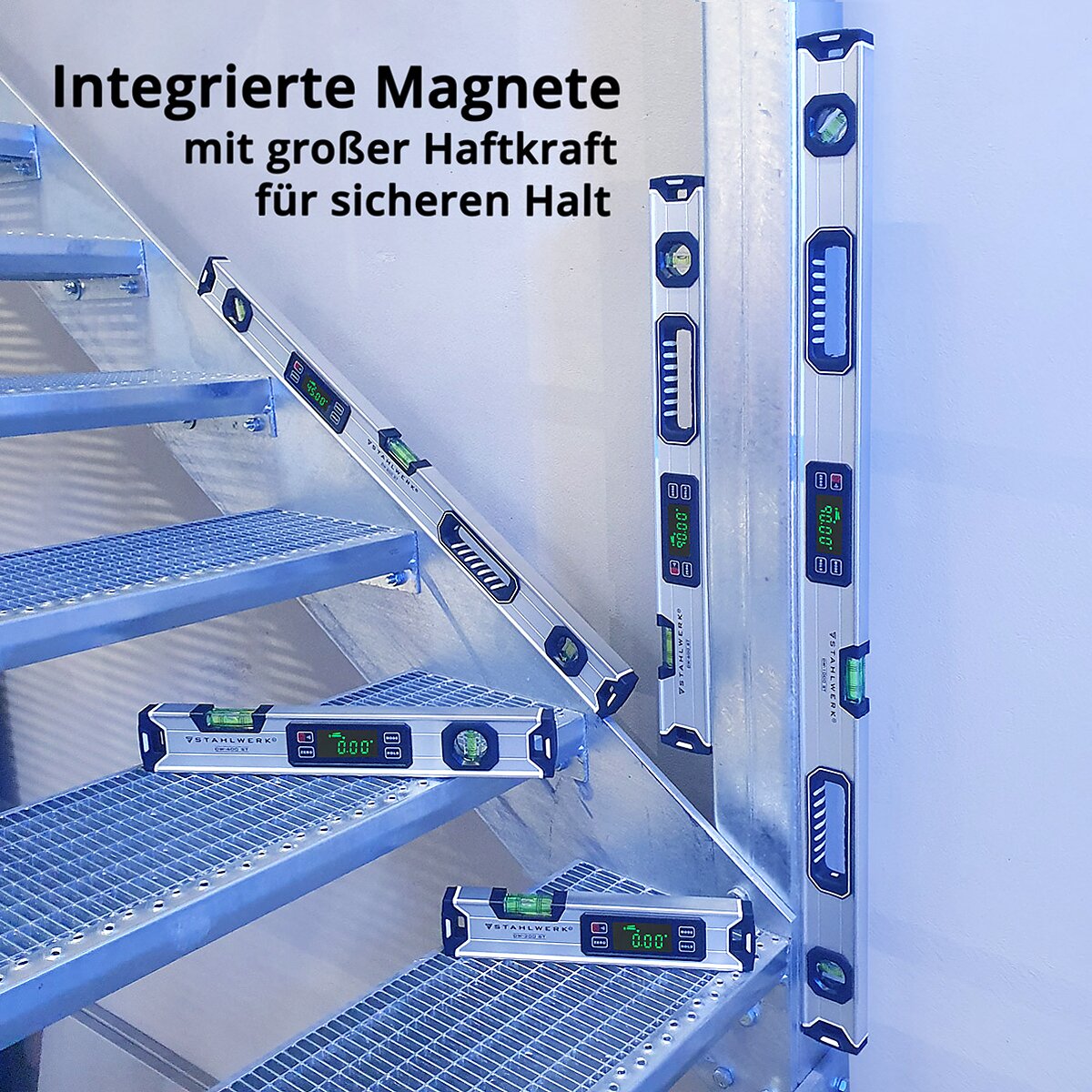 STAHLWERK Digitale Wasserwaage DW-600 ST aus Aluminium mit 600 mm Länge magnetische Richtwaage | Magnet-Wasserwaage | Aluminium-Wasserwaage | Digital-Wasserwaage | Winkelmesser