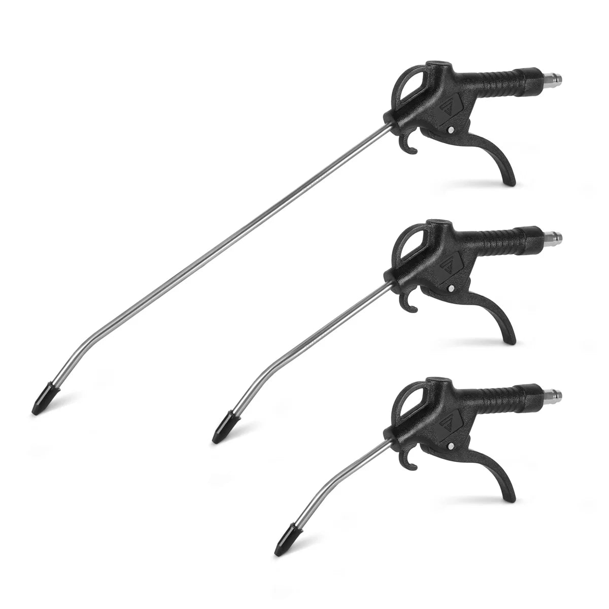 STAHLWERK 3-teiliges Druckluft-Ausblaspistolen-Set | Düsenlängen 100, 150 und 300 mm | 6 bar Arbeitsdruck | 1/4" Kupplung | Ergonomische Druckluft-Reinigungspistole für Kfz-Werkstatt und Handwerk